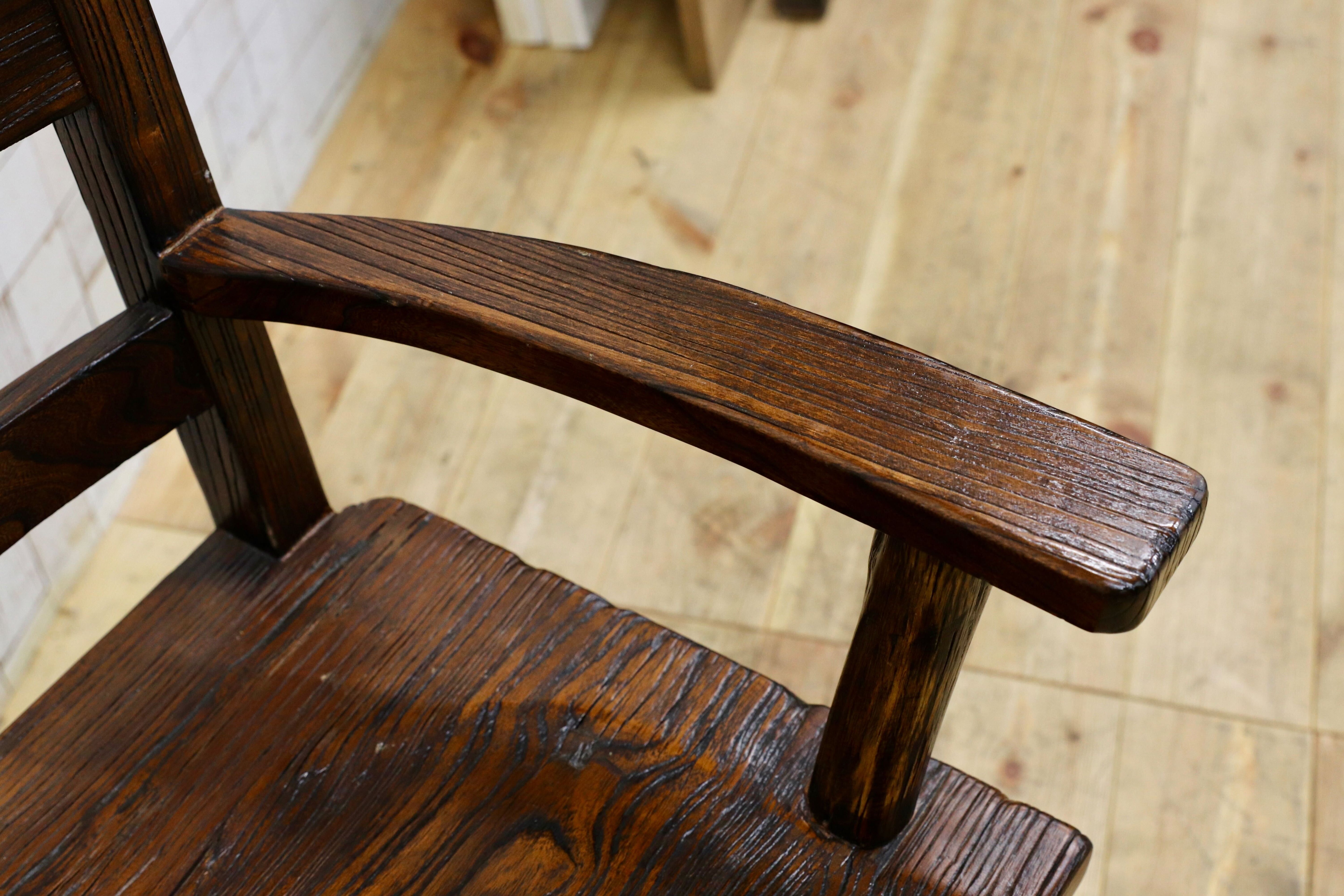 GMIS291A○アジアンリゾート ヴィンテージ ウッドチェア アームチェア ダイニングチェア 椅子 和モダン 民藝風 レトロ チェア