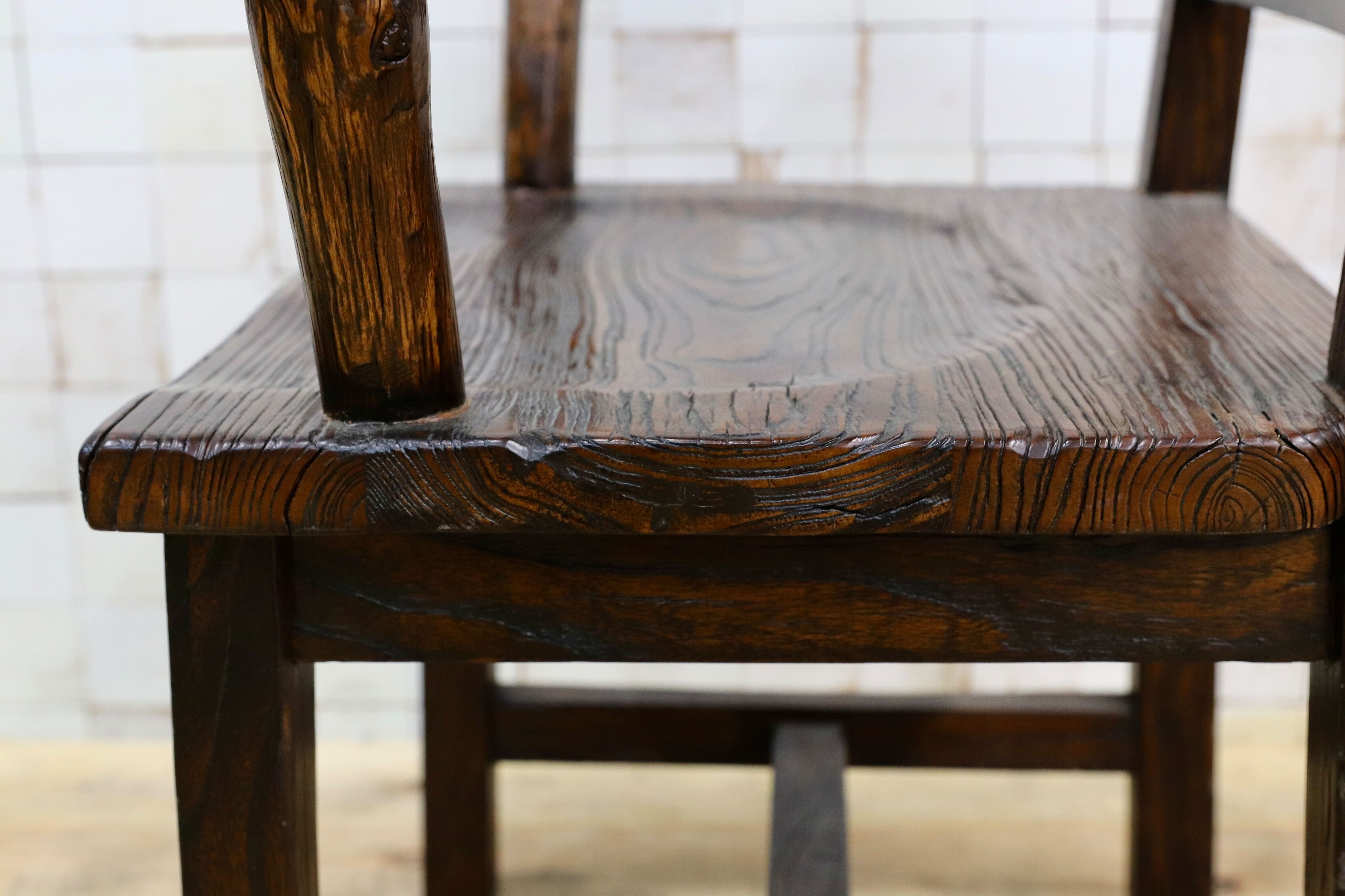 GMIS291A○アジアンリゾート ヴィンテージ ウッドチェア アームチェア ダイニングチェア 椅子 和モダン 民藝風 レトロ チェア