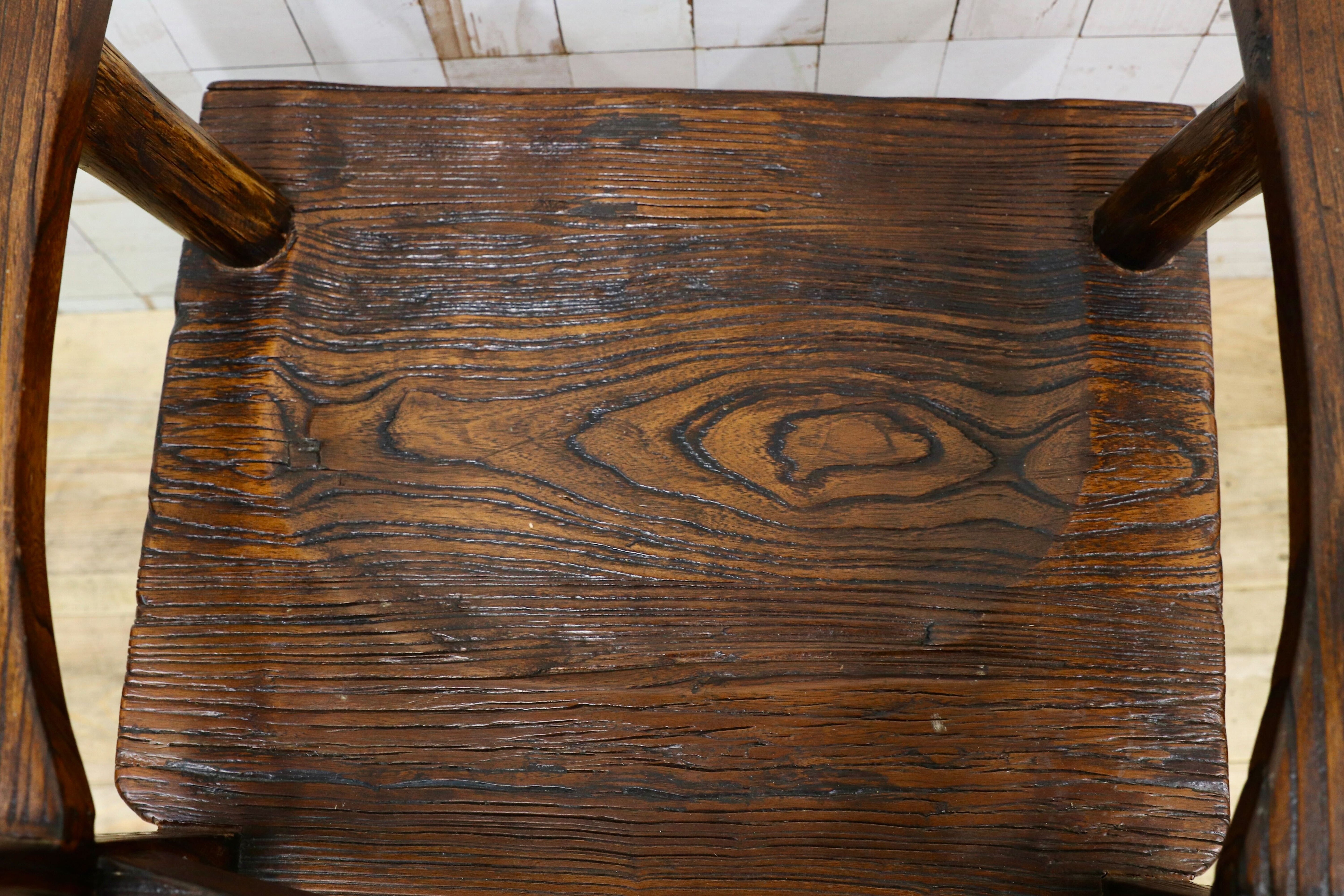 GMIS291A○アジアンリゾート ヴィンテージ ウッドチェア アームチェア ダイニングチェア 椅子 和モダン 民藝風 レトロ チェア