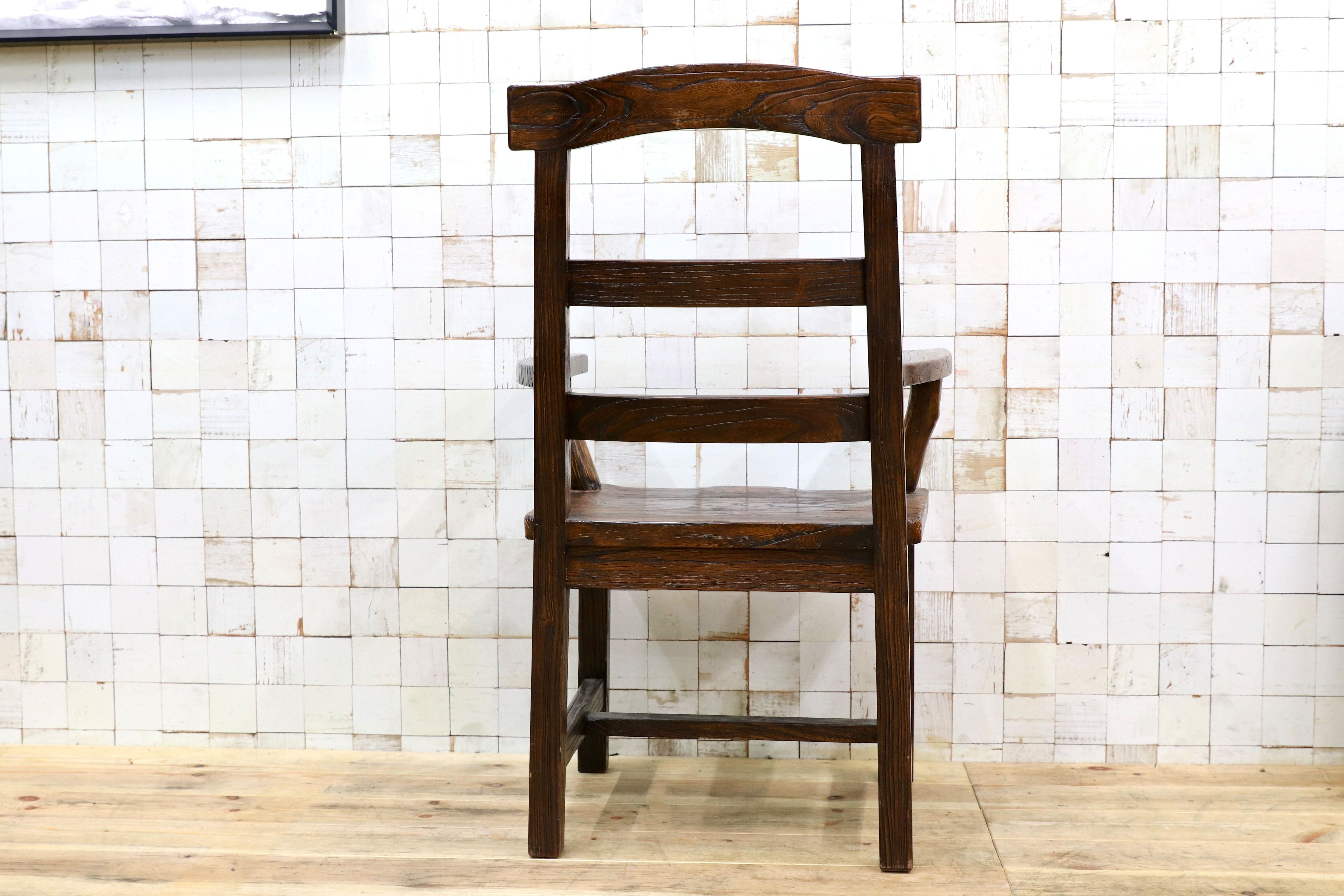 GMIS291A○アジアンリゾート ヴィンテージ ウッドチェア アームチェア ダイニングチェア 椅子 和モダン 民藝風 レトロ チェア