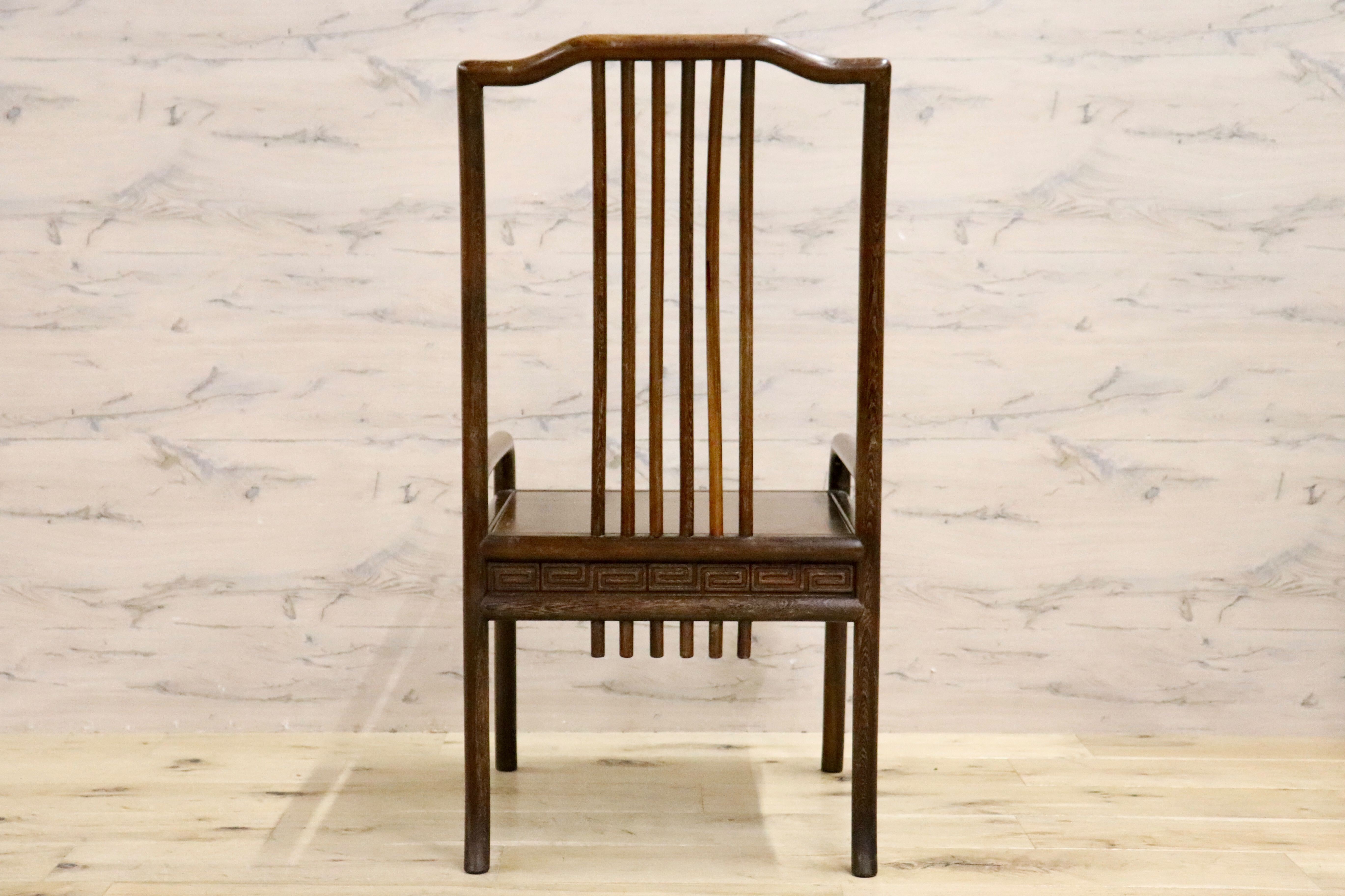 GMHS378A○唐木家具 鉄刀木 ダイニングチェア 食卓椅子 セミアームチェア アジアン ヴィンテージ オリエンタル 中国美術 椅子 木製家具
