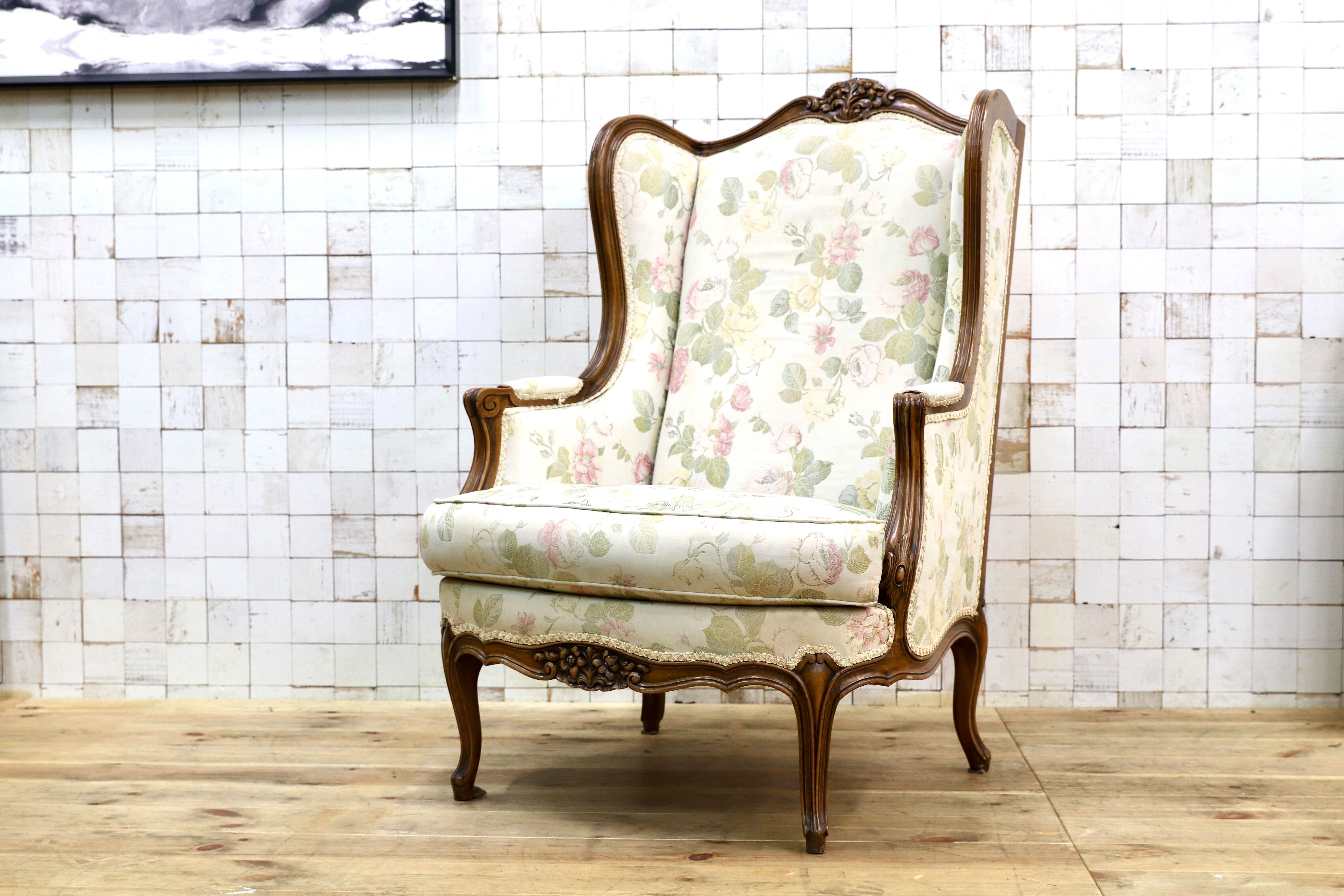 GMIK530○アンティーク サロンチェア 椅子 ラグジュアリー モダン ロココ様式 ヨーロピアン チェア 1人掛けソファ 店舗什器 ファブリック