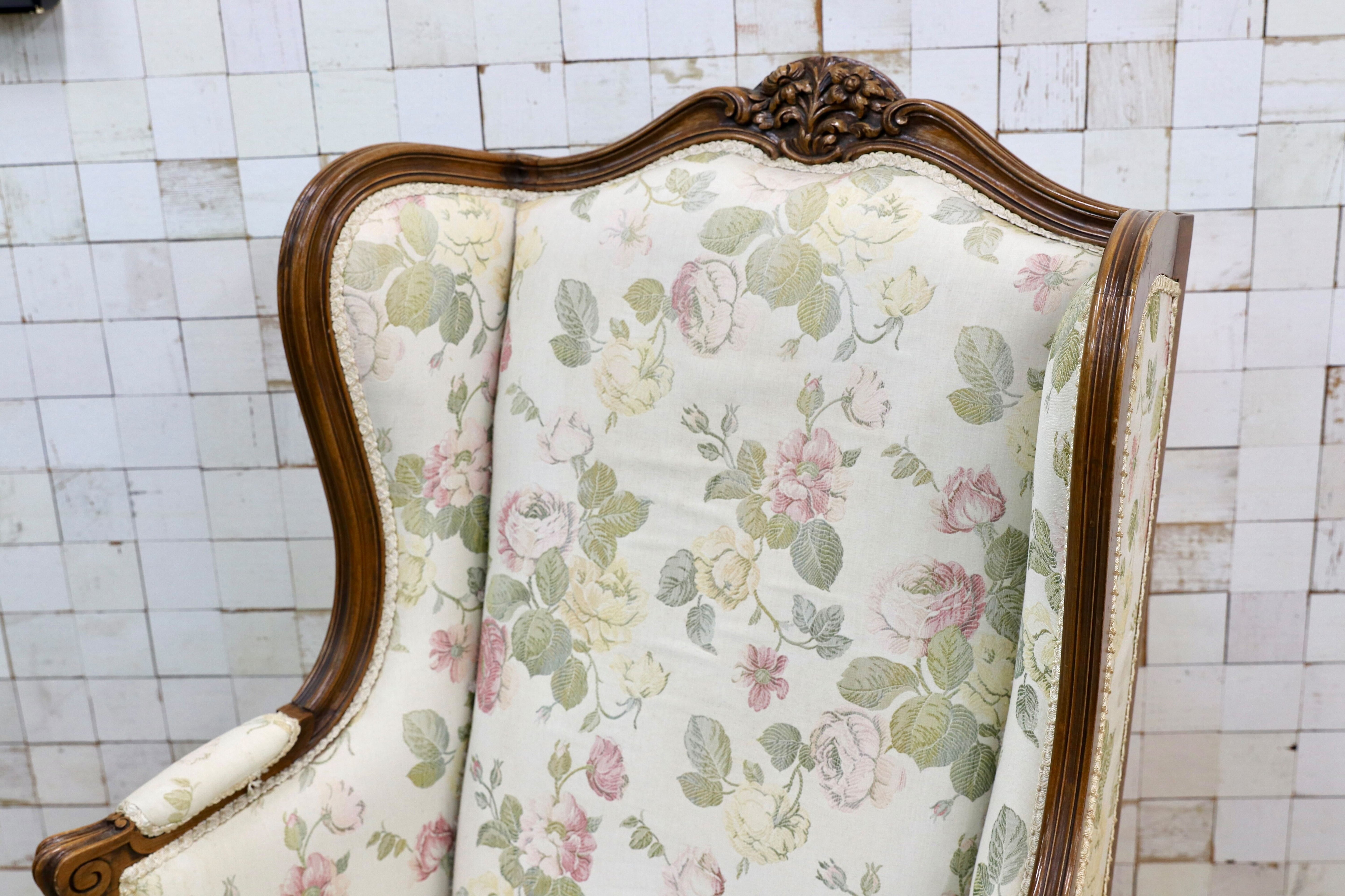 GMIK530○アンティーク サロンチェア 椅子 ラグジュアリー モダン ロココ様式 ヨーロピアン チェア 1人掛けソファ 店舗什器 ファブリック