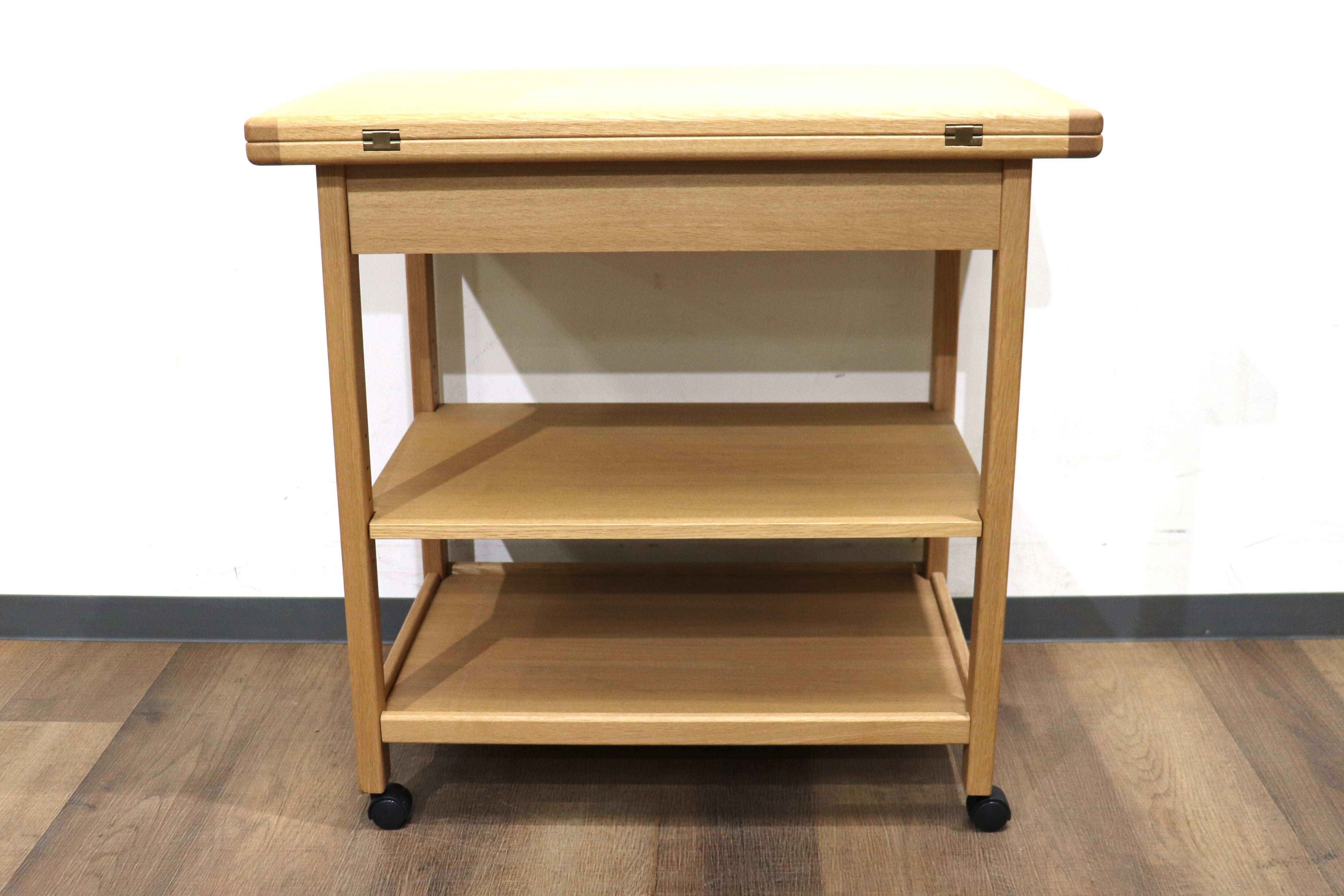 GMHN246B○MOBEL TOKO / メーベルトーコー LIME ライム キッチンワゴン スタンドワゴン 配膳ワゴン バタフライテーブル 机 楢材 旭川家具