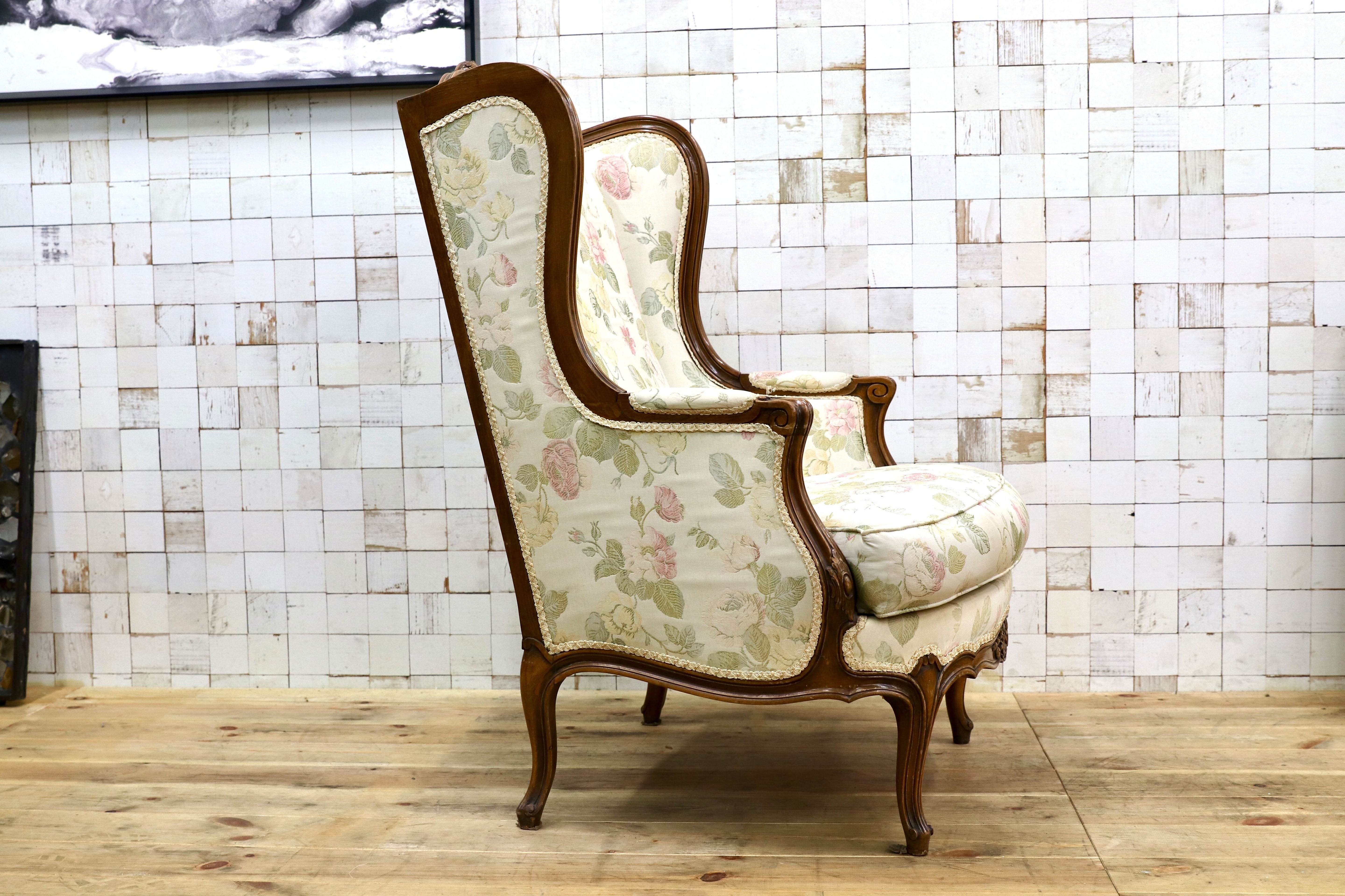 GMIK530○アンティーク サロンチェア 椅子 ラグジュアリー モダン ロココ様式 ヨーロピアン チェア 1人掛けソファ 店舗什器 ファブリック