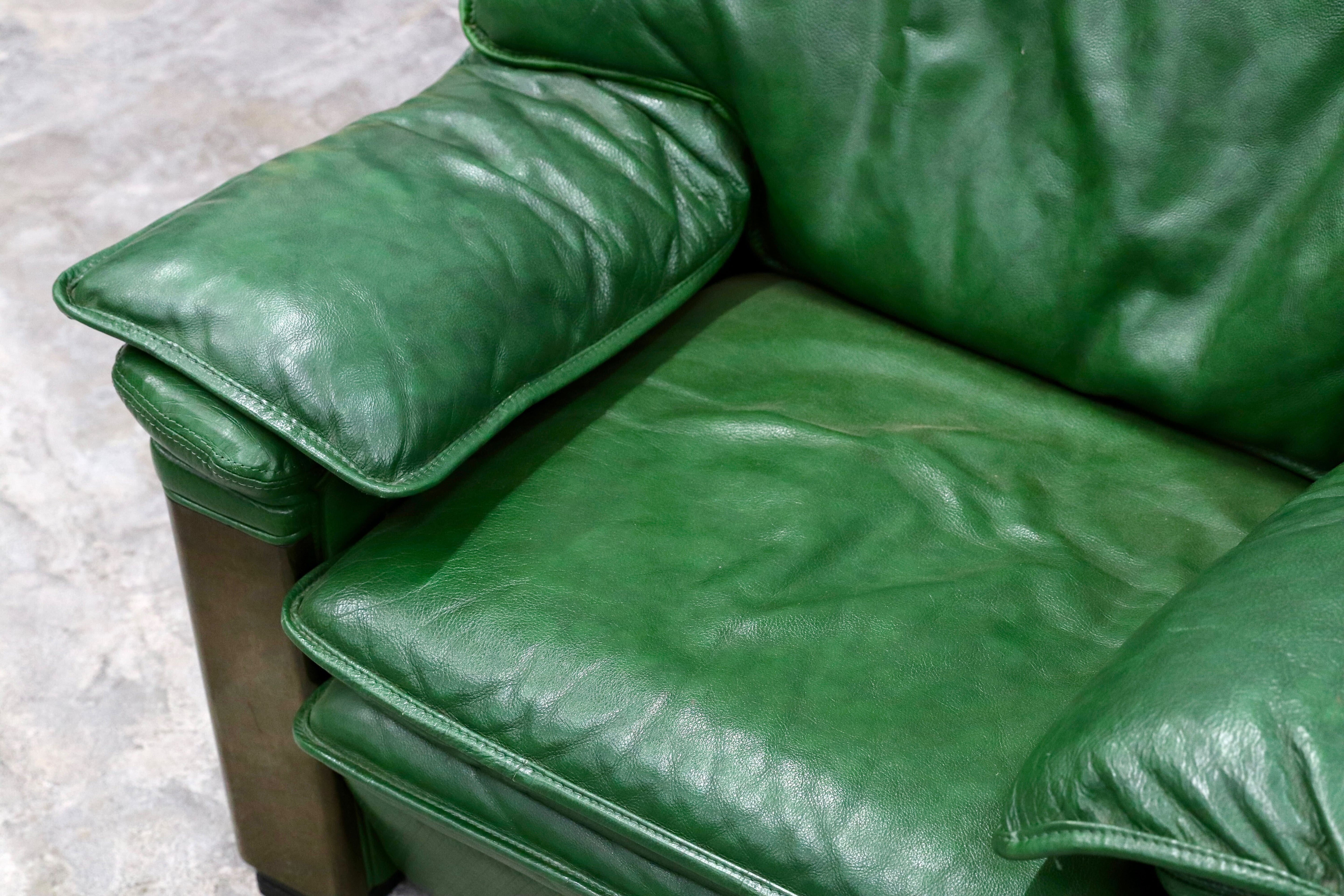 GMIS71B○Formitalia / フォルミタリア PAOLO GUCCI パオログッチ 1人掛けソファ シングルソファ 本革 グリーン 最高級 モダン 定価約80万