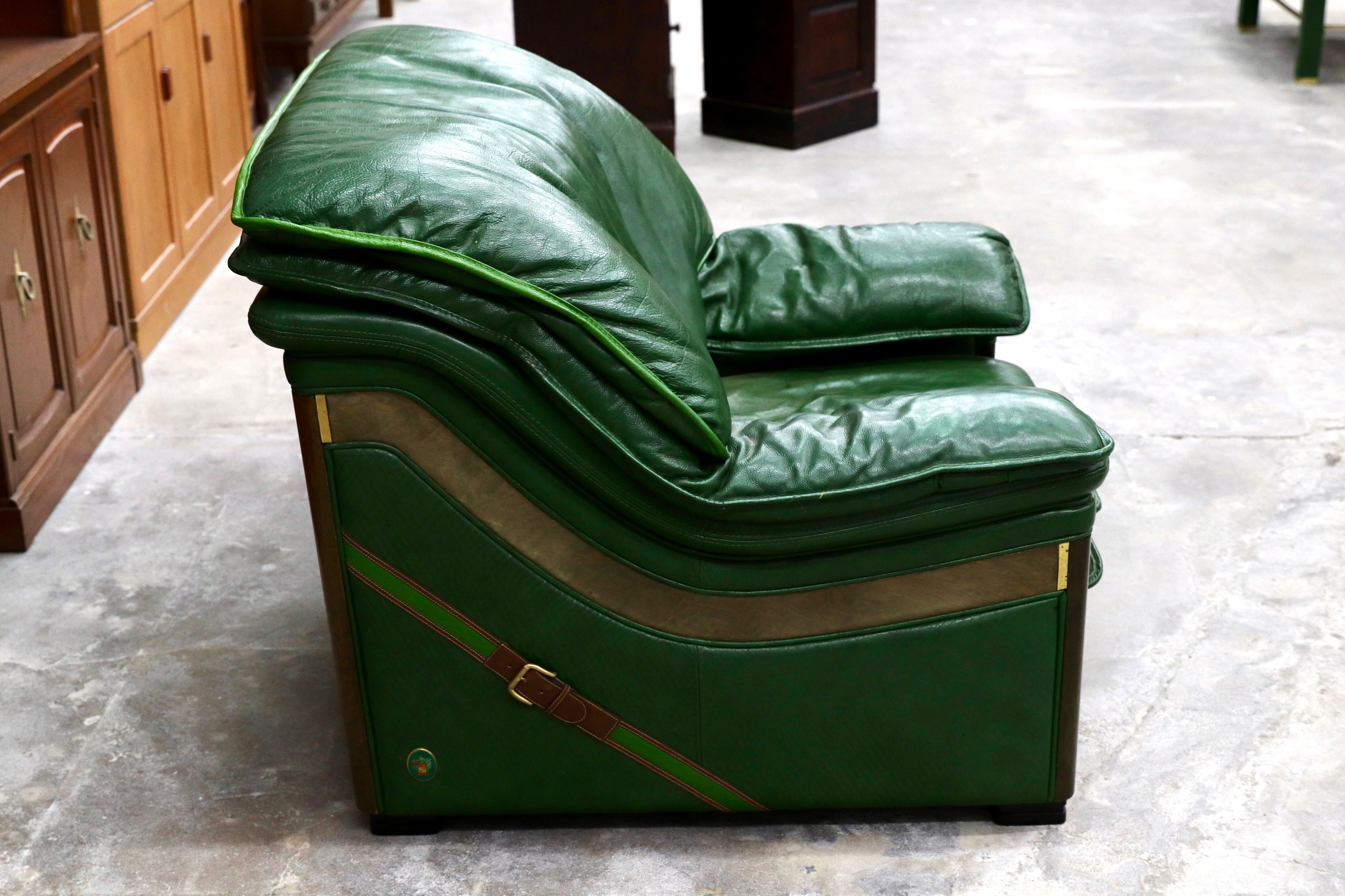 GMIS71B○Formitalia / フォルミタリア PAOLO GUCCI パオログッチ 1人掛けソファ シングルソファ 本革 グリーン 最高級 モダン 定価約80万