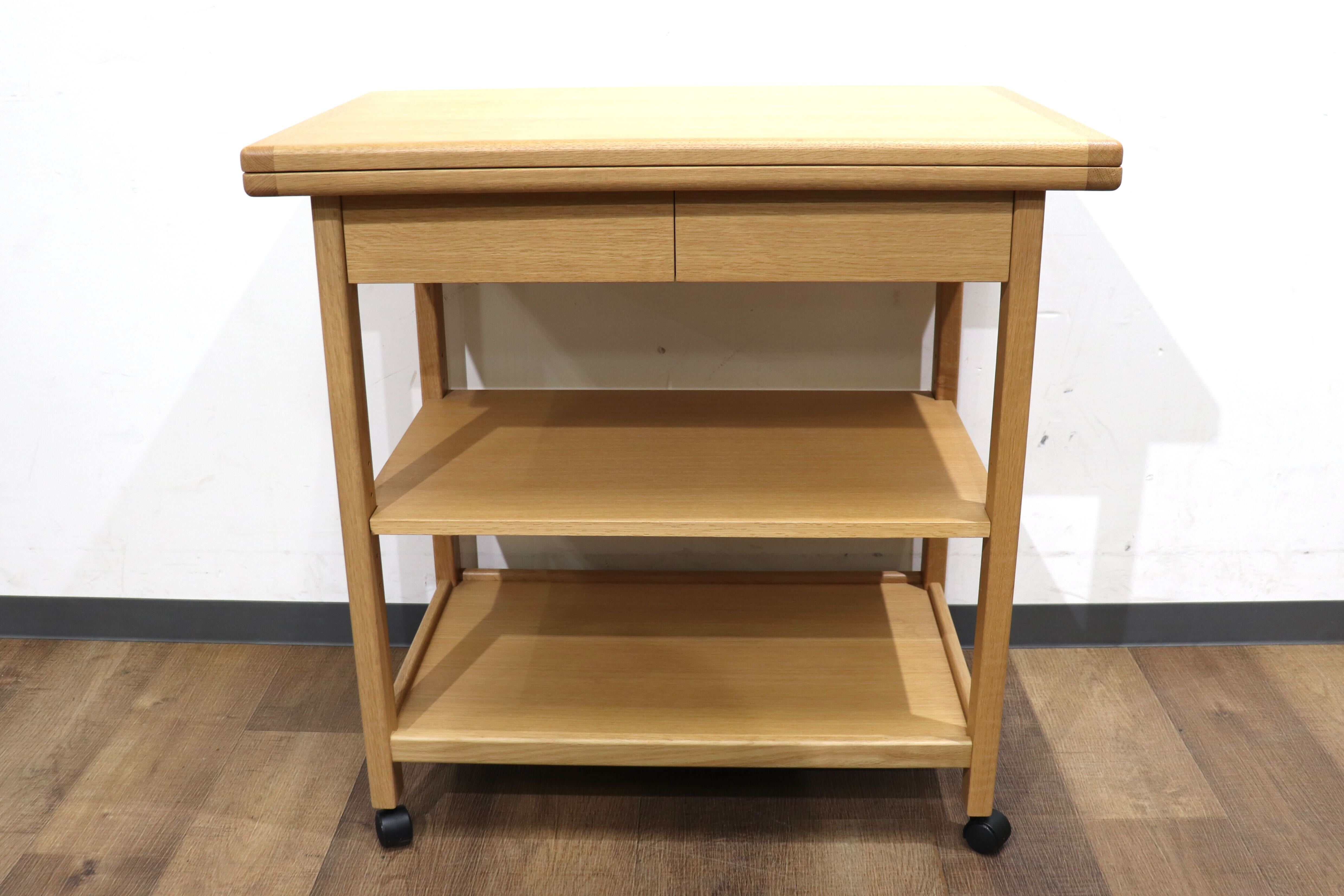 GMHN246C○MOBEL TOKO / メーベルトーコー LIME ライム キッチンワゴン スタンドワゴン 配膳ワゴン バタフライテーブル 机 楢材 旭川家具