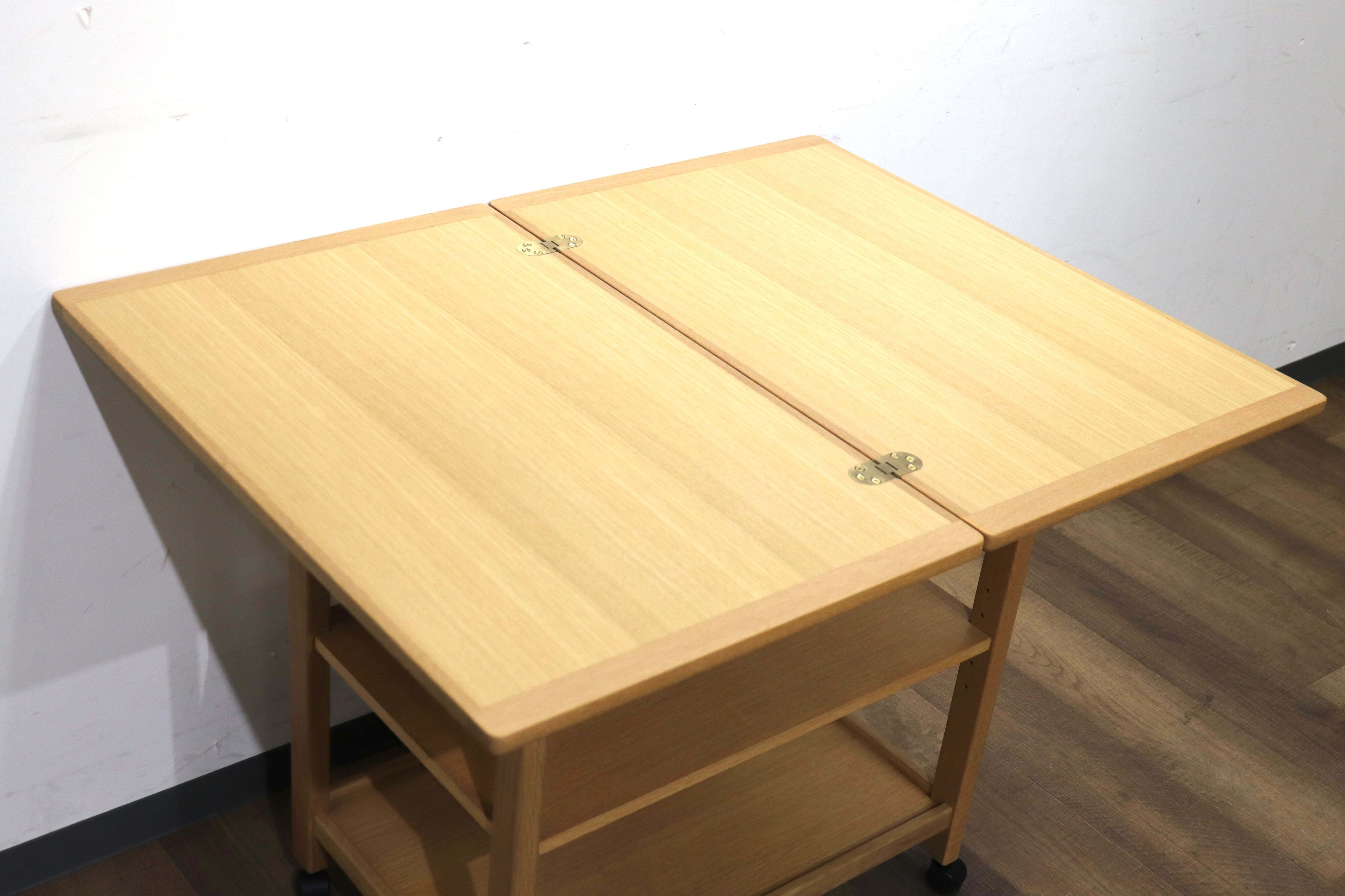 GMHN246C○MOBEL TOKO / メーベルトーコー LIME ライム キッチンワゴン スタンドワゴン 配膳ワゴン バタフライテーブル 机 楢材 旭川家具