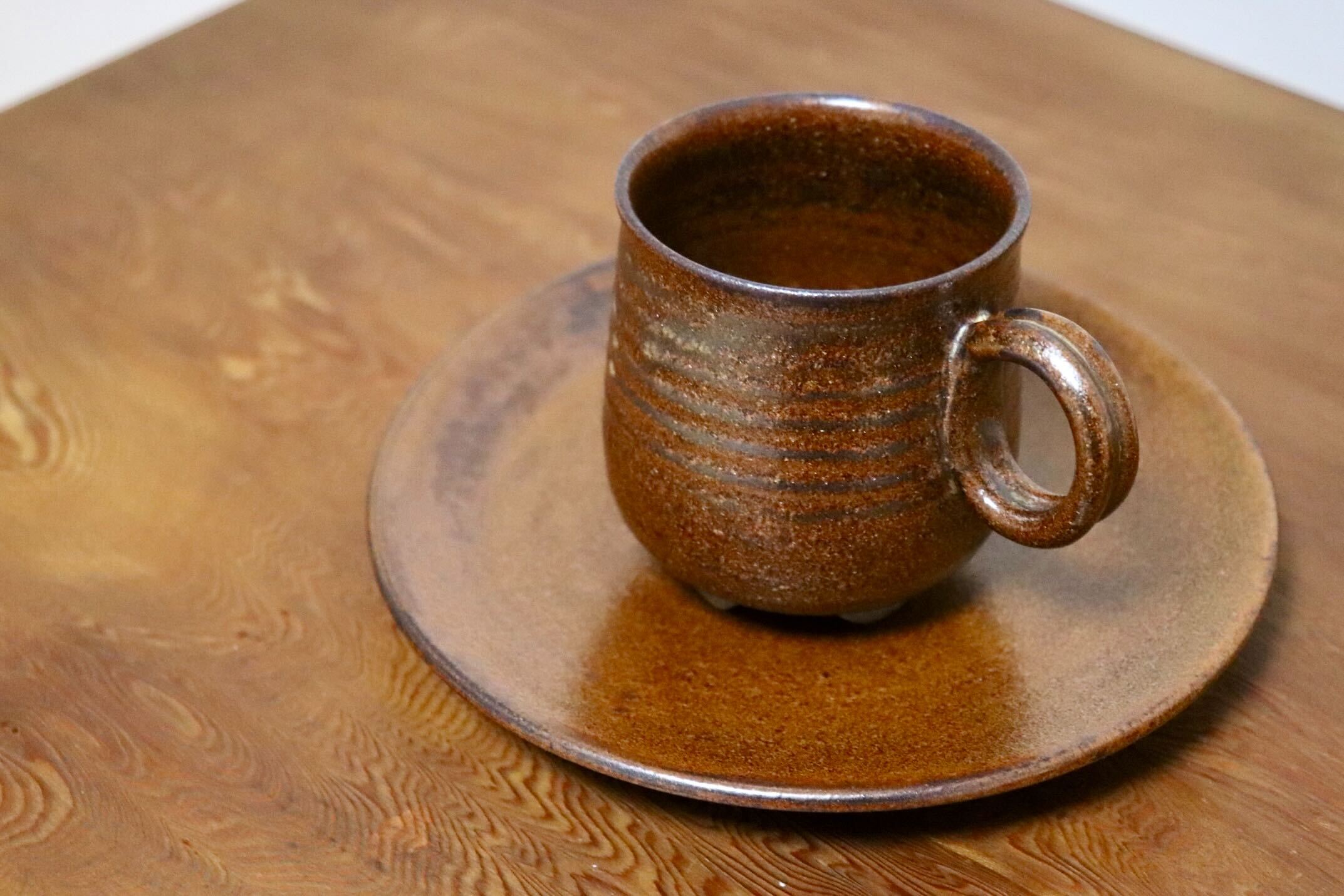 GMIO466B○千代市陶房 清水千代市 丹波焼 コーヒー椀皿 陶器 丹波篠山 伝統工芸 未使用