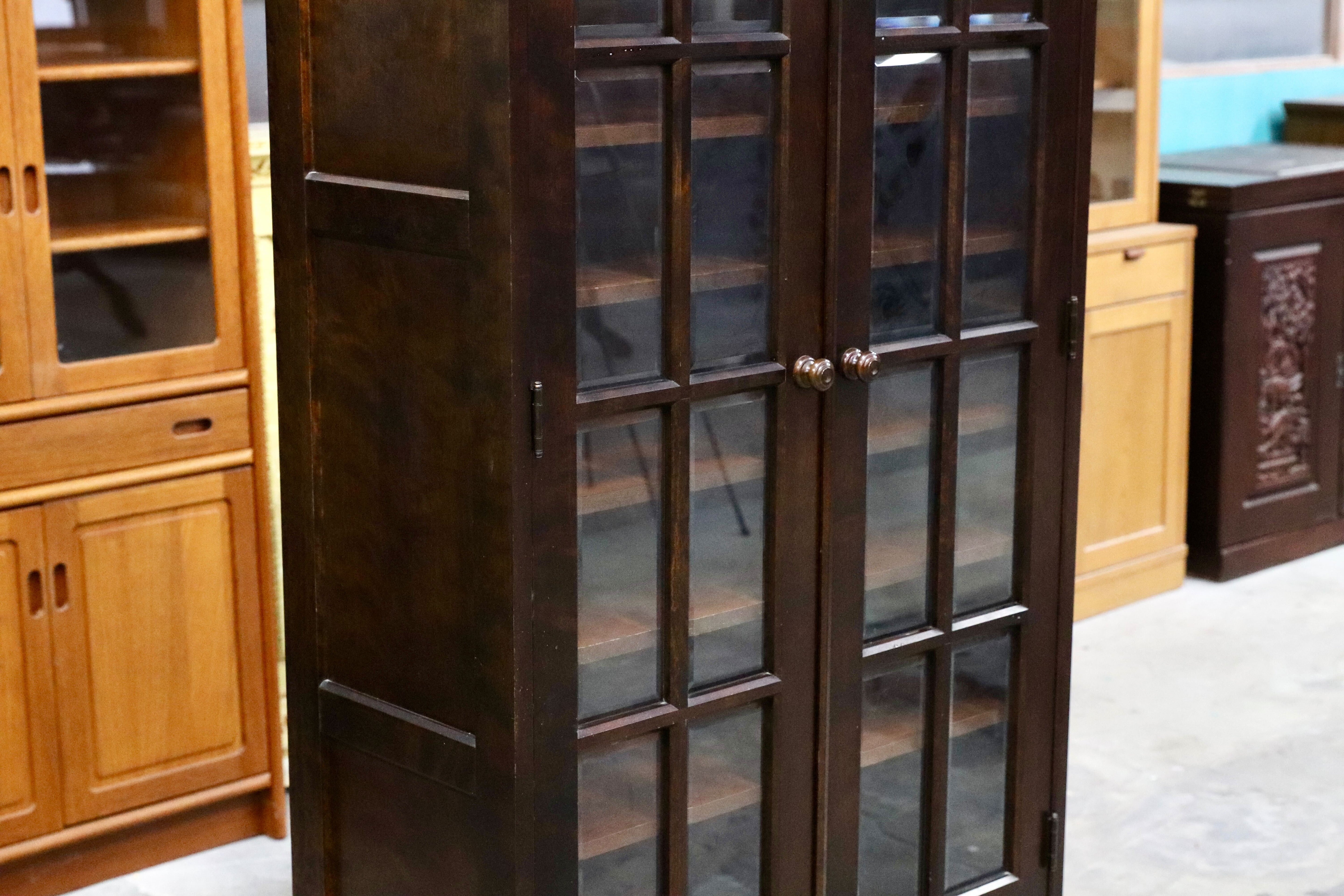 GMIS289B○北海道民芸家具 本棚 キャビネット 飾り棚 本箱 ブックキャビネット 樺材 民藝 アンティーク 飛騨産業