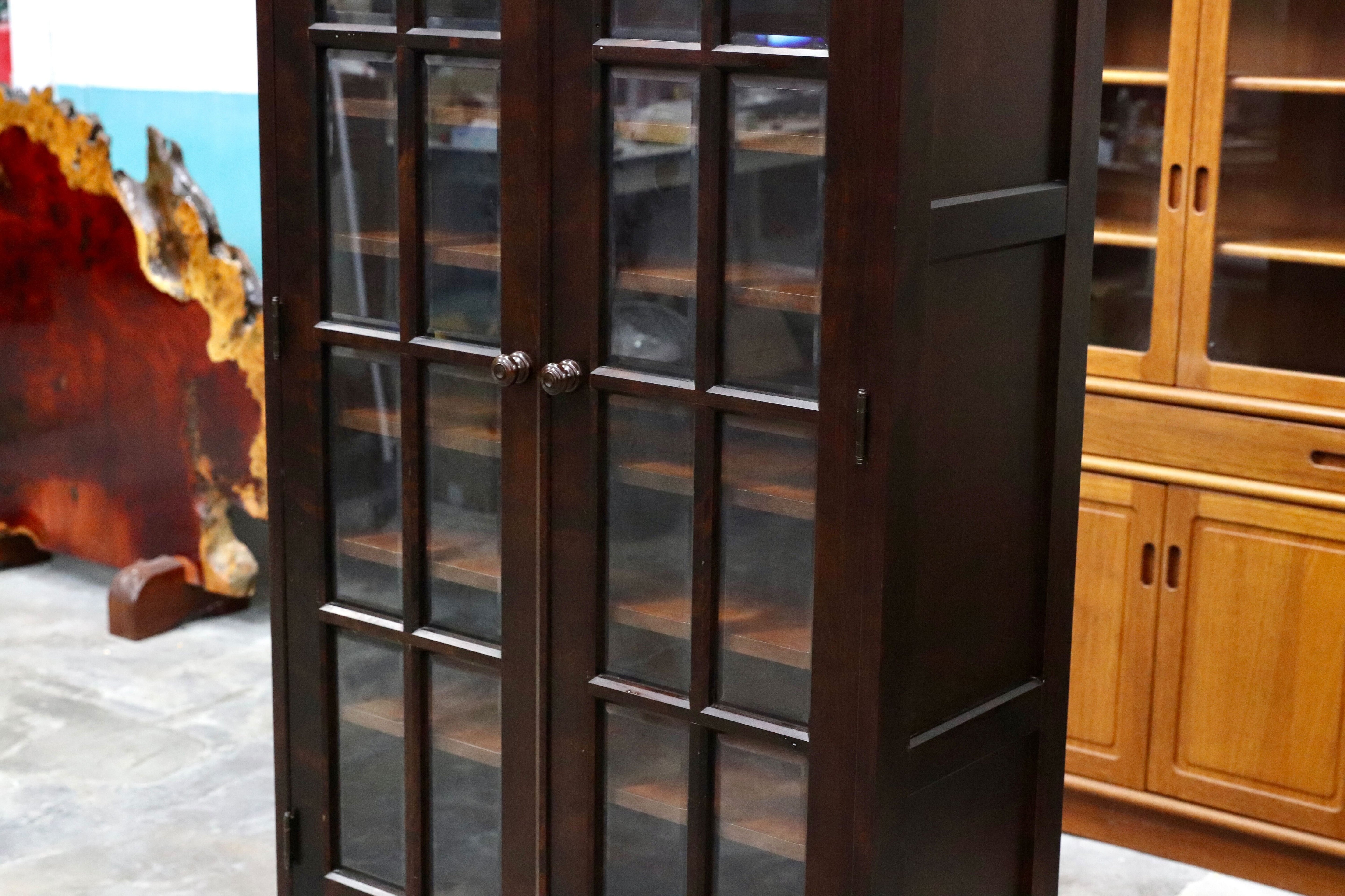 GMIS289B○北海道民芸家具 本棚 キャビネット 飾り棚 本箱 ブックキャビネット 樺材 民藝 アンティーク 飛騨産業