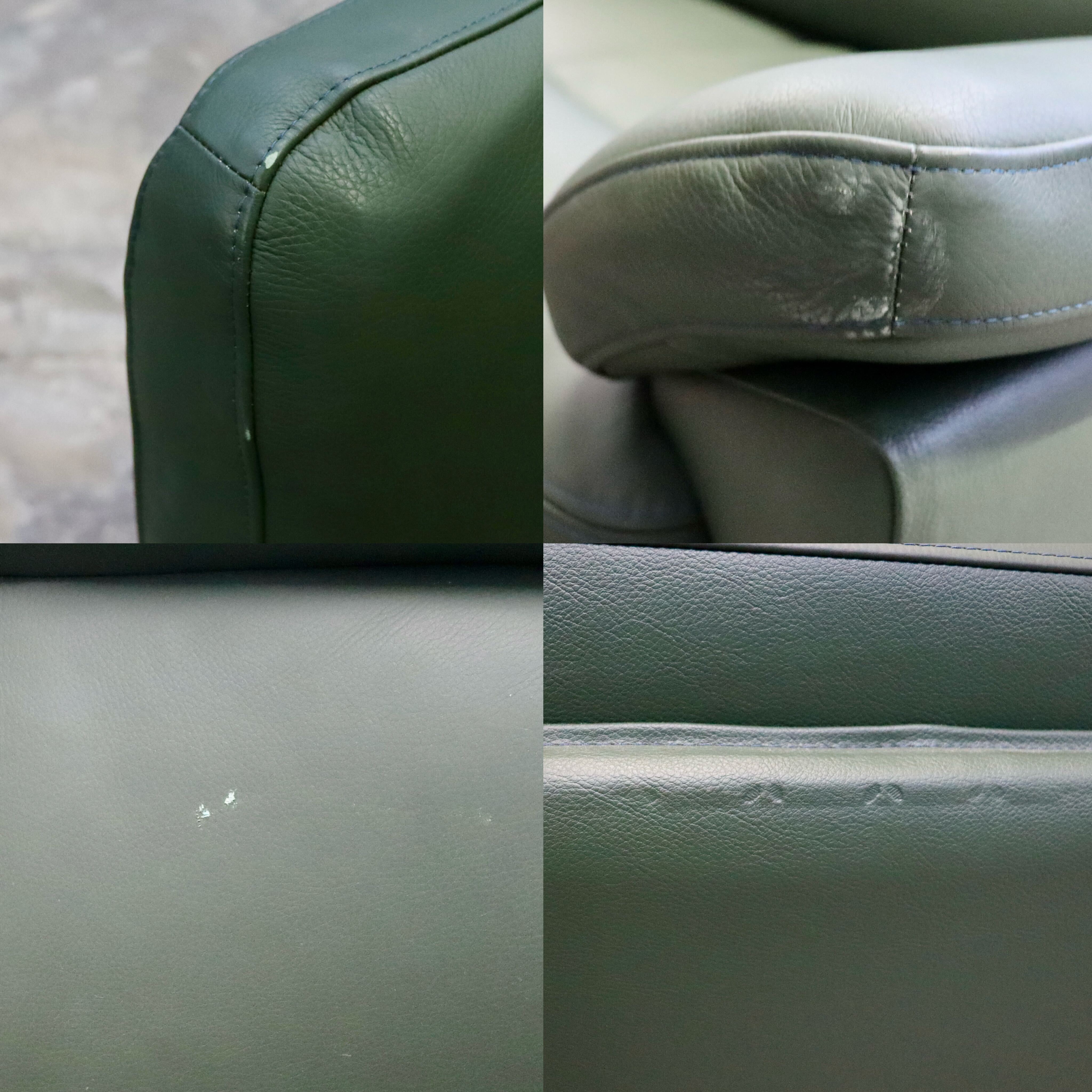 GMIS359○3人掛けソファ トリプルソファ 本革 長椅子 モダン グリーン ヴィンテージ 応接 クラシック 関家具 検)