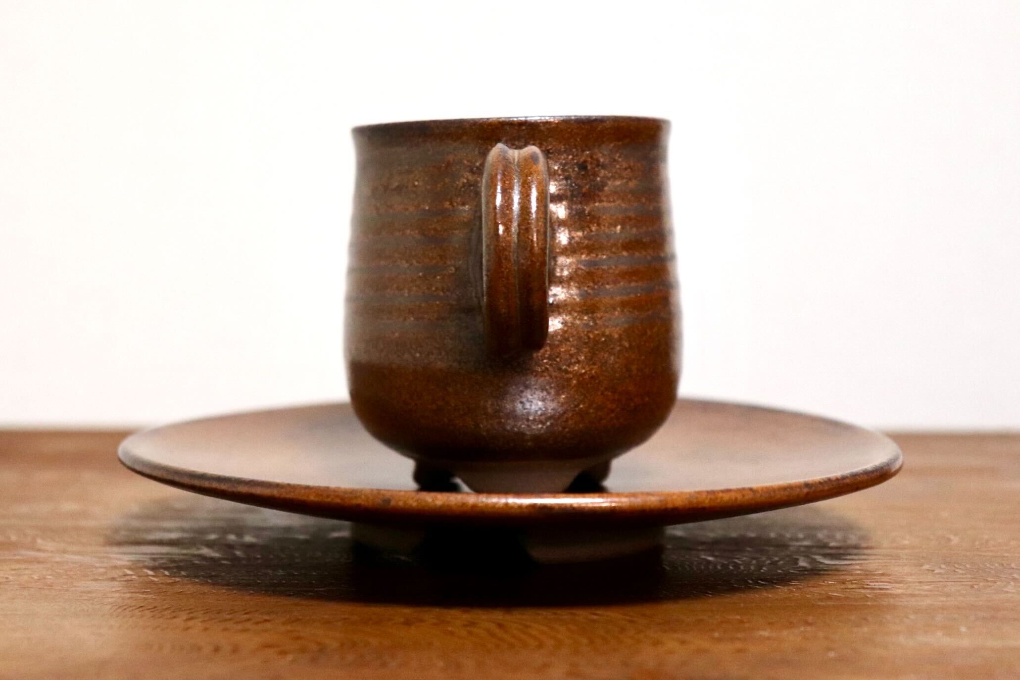 GMIO466B○千代市陶房 清水千代市 丹波焼 コーヒー椀皿 陶器 丹波篠山 伝統工芸 未使用