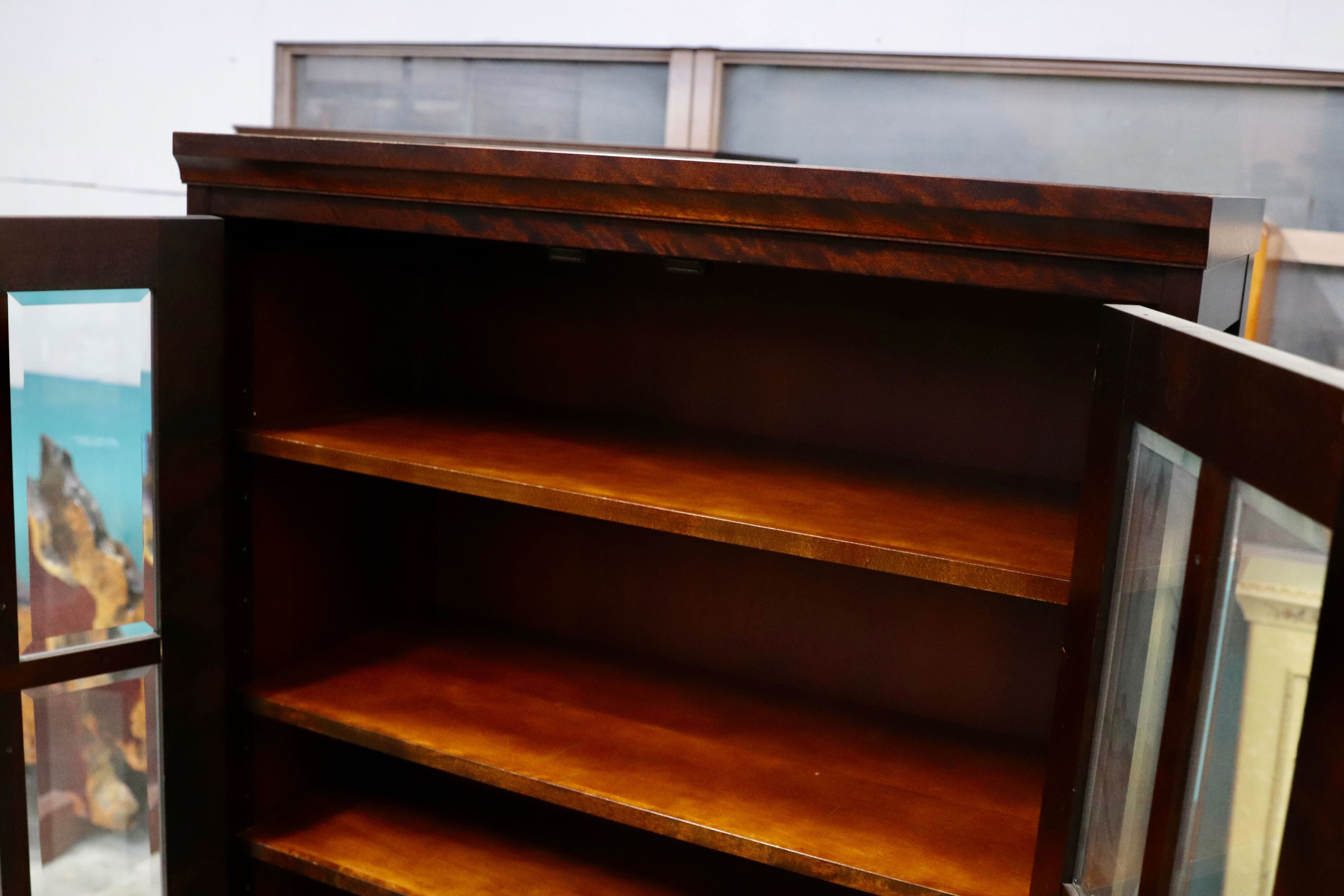 GMIS289B○北海道民芸家具 本棚 キャビネット 飾り棚 本箱 ブックキャビネット 樺材 民藝 アンティーク 飛騨産業