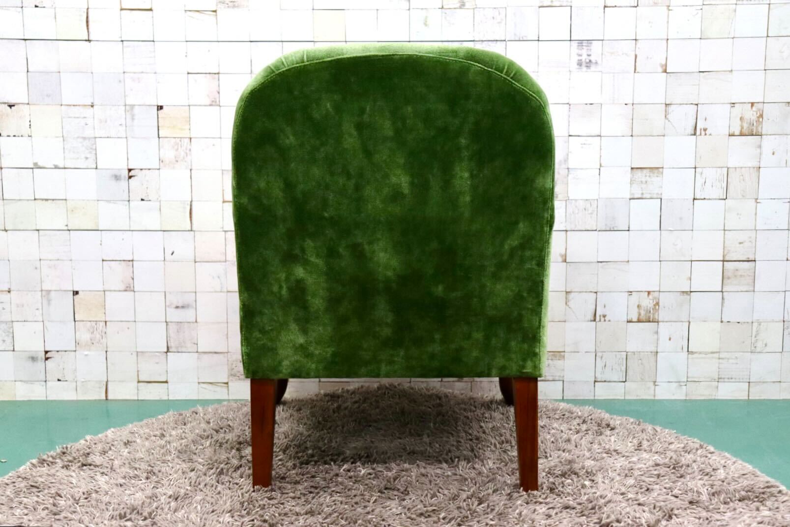 GMGK375C○Canffy / キャンフィー CA-0001 アームチェア シングルソファ ラウンジチェア グリーン ファブリック 定価約5.8万 展示品