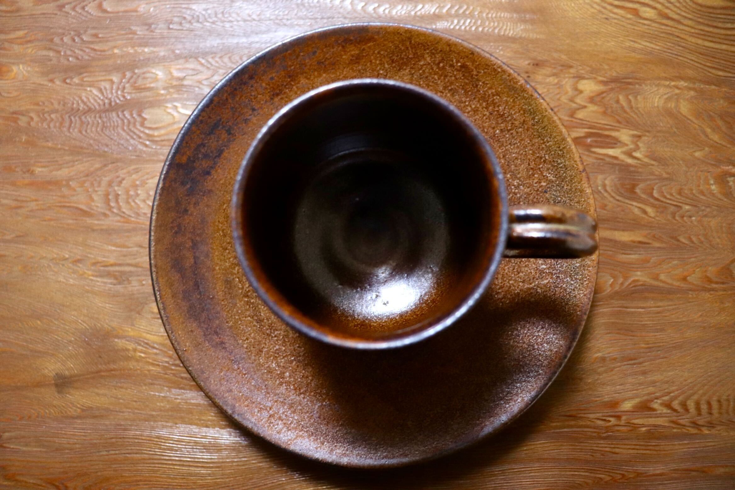 GMIO466B○千代市陶房 清水千代市 丹波焼 コーヒー椀皿 陶器 丹波篠山 伝統工芸 未使用