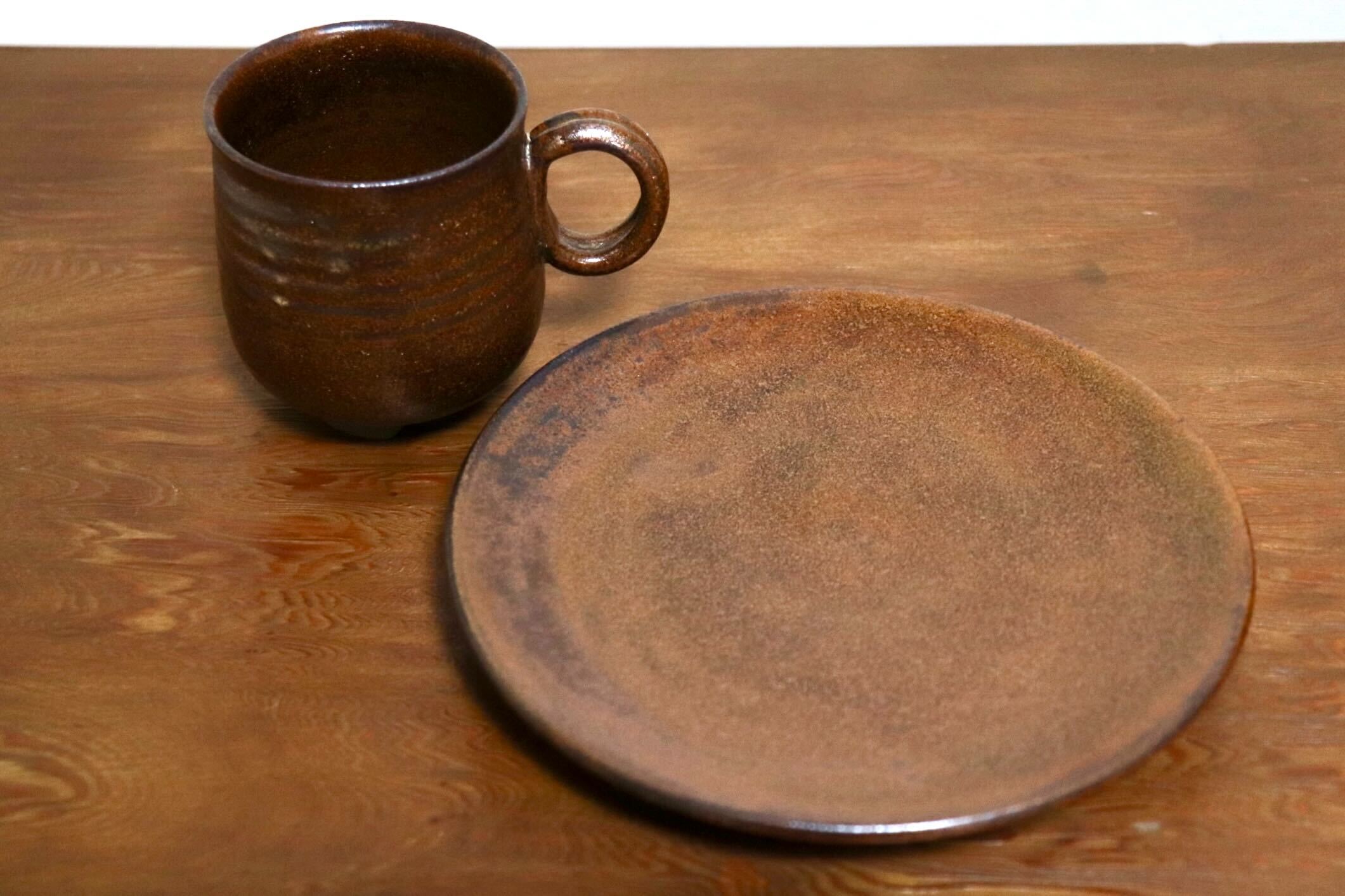 GMIO466B○千代市陶房 清水千代市 丹波焼 コーヒー椀皿 陶器 丹波篠山 伝統工芸 未使用