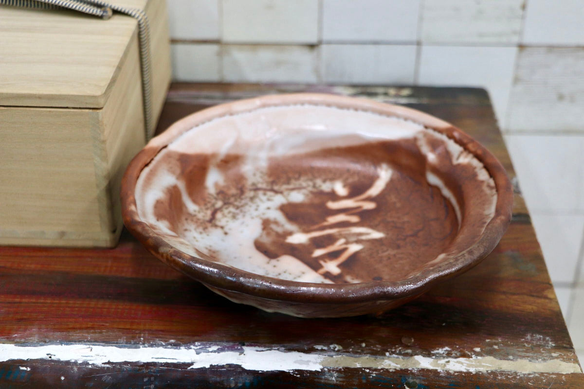 GMJO136O〇水野澤三 陽山窯 志野 菓子器 盛鉢 茶道具 美濃焼 陶芸