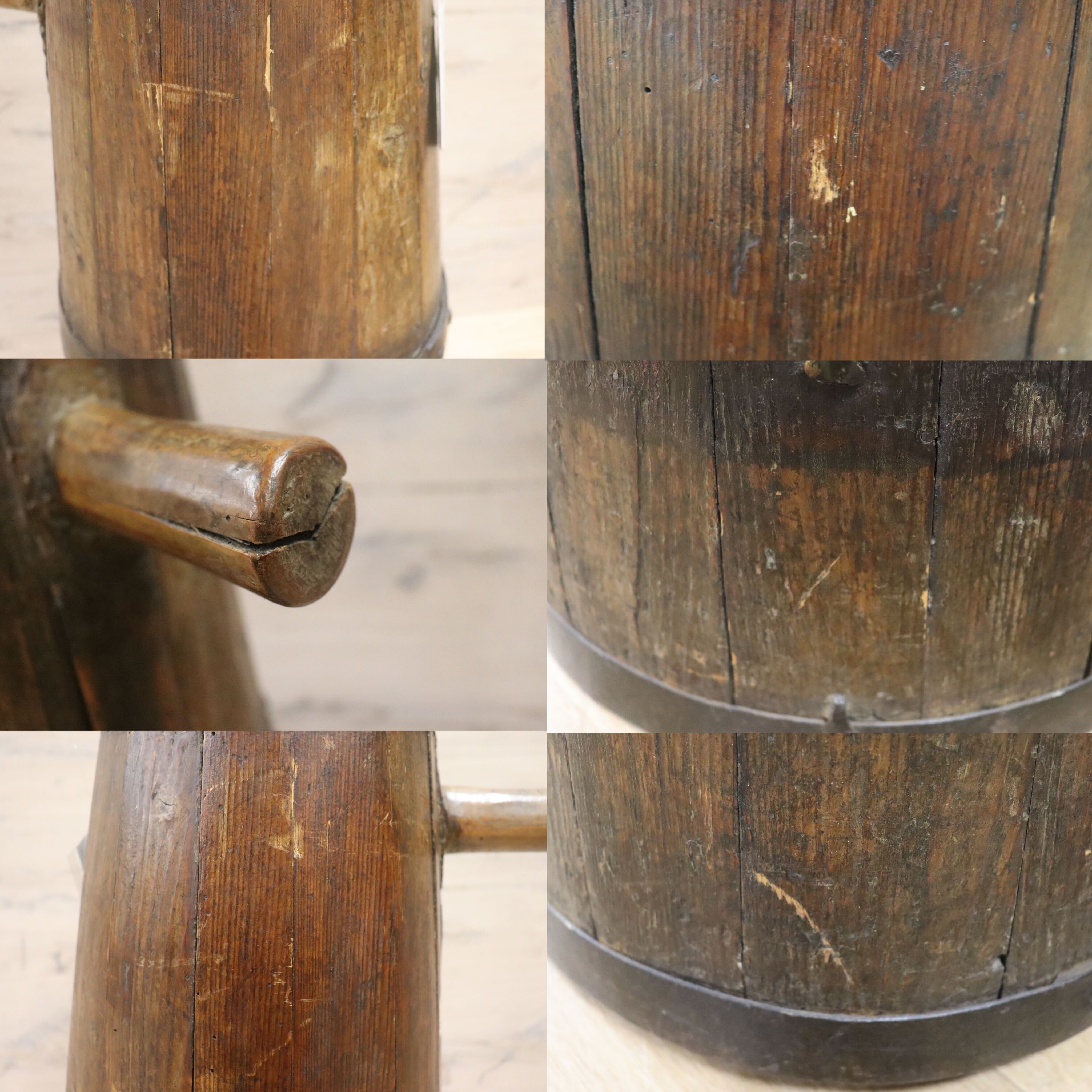 GMFH386○フランス アンティーク バターチャーン バターメーカー チーズメーカー 木製 鋲打ち 展示品 定価約8.4万