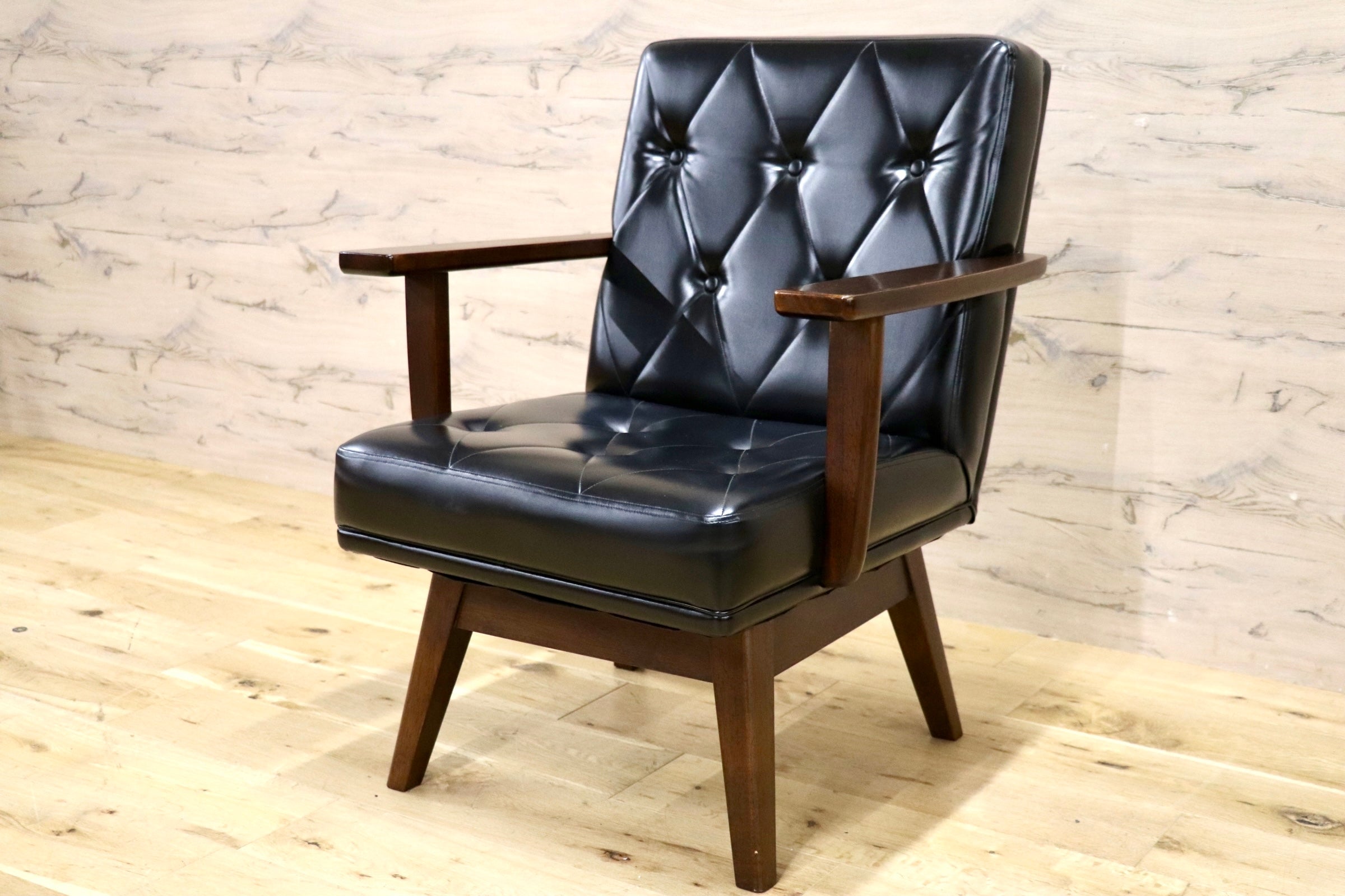 GMJS130○TOYO FURNITURE / 東洋ファニチャー 回転椅子 アームチェア シングルソファ ラウンドチェア レザー ミッドセンチュリー
