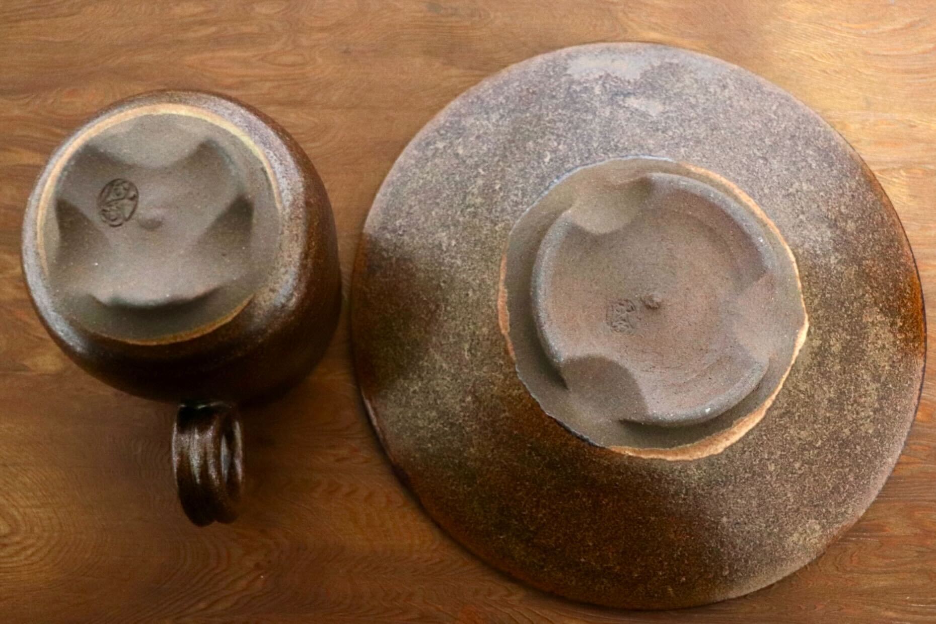 GMIO466B○千代市陶房 清水千代市 丹波焼 コーヒー椀皿 陶器 丹波篠山 伝統工芸 未使用