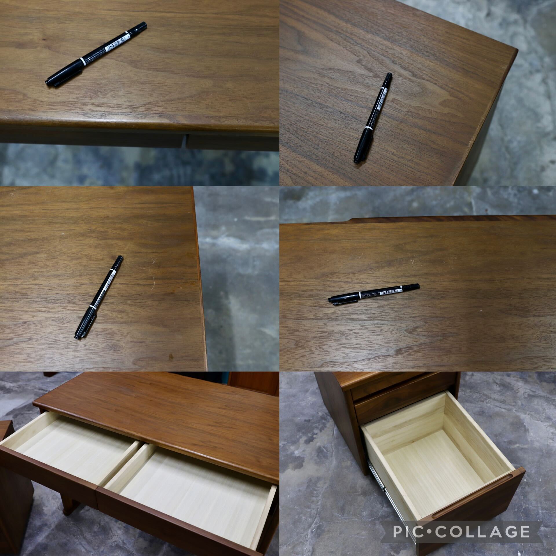 GMIH225A○起立木工 / KIRITSU FURNITURE ウォールナット デスク&ワゴン 学習机 勉強机 北欧モダン