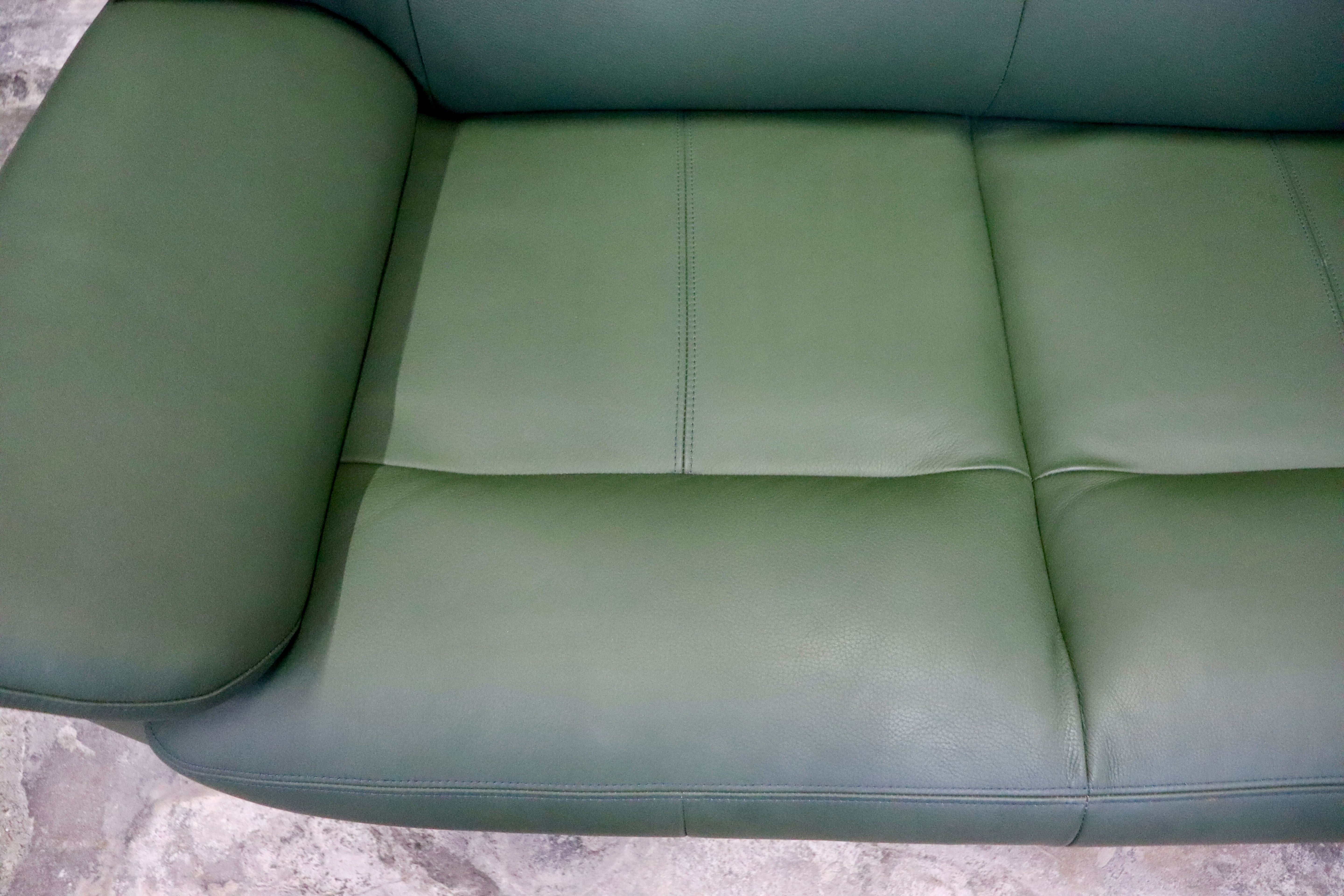 GMIS359○3人掛けソファ トリプルソファ 本革 長椅子 モダン グリーン ヴィンテージ 応接 クラシック 関家具 検)