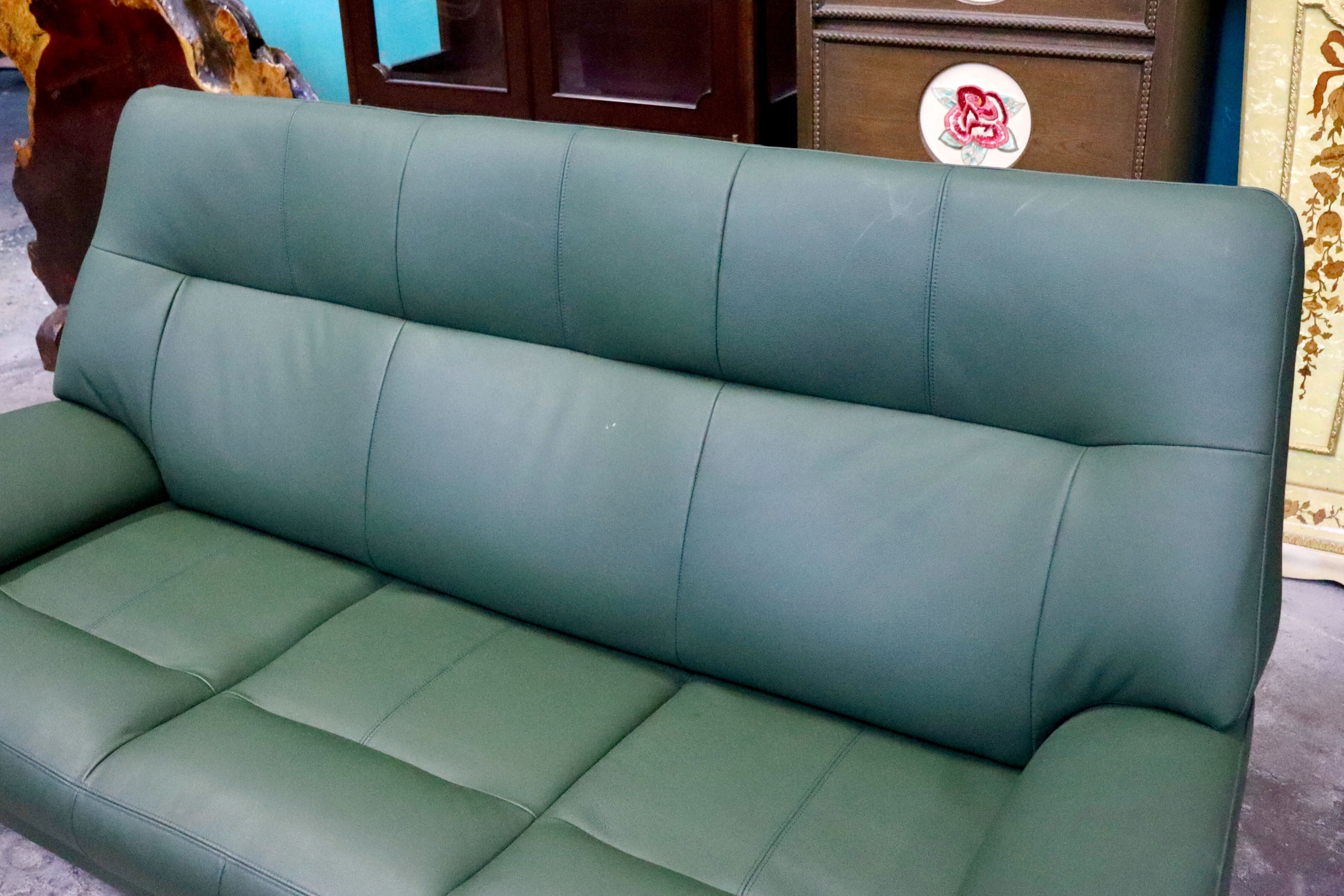 GMIS359○3人掛けソファ トリプルソファ 本革 長椅子 モダン グリーン ヴィンテージ 応接 クラシック 関家具 検)