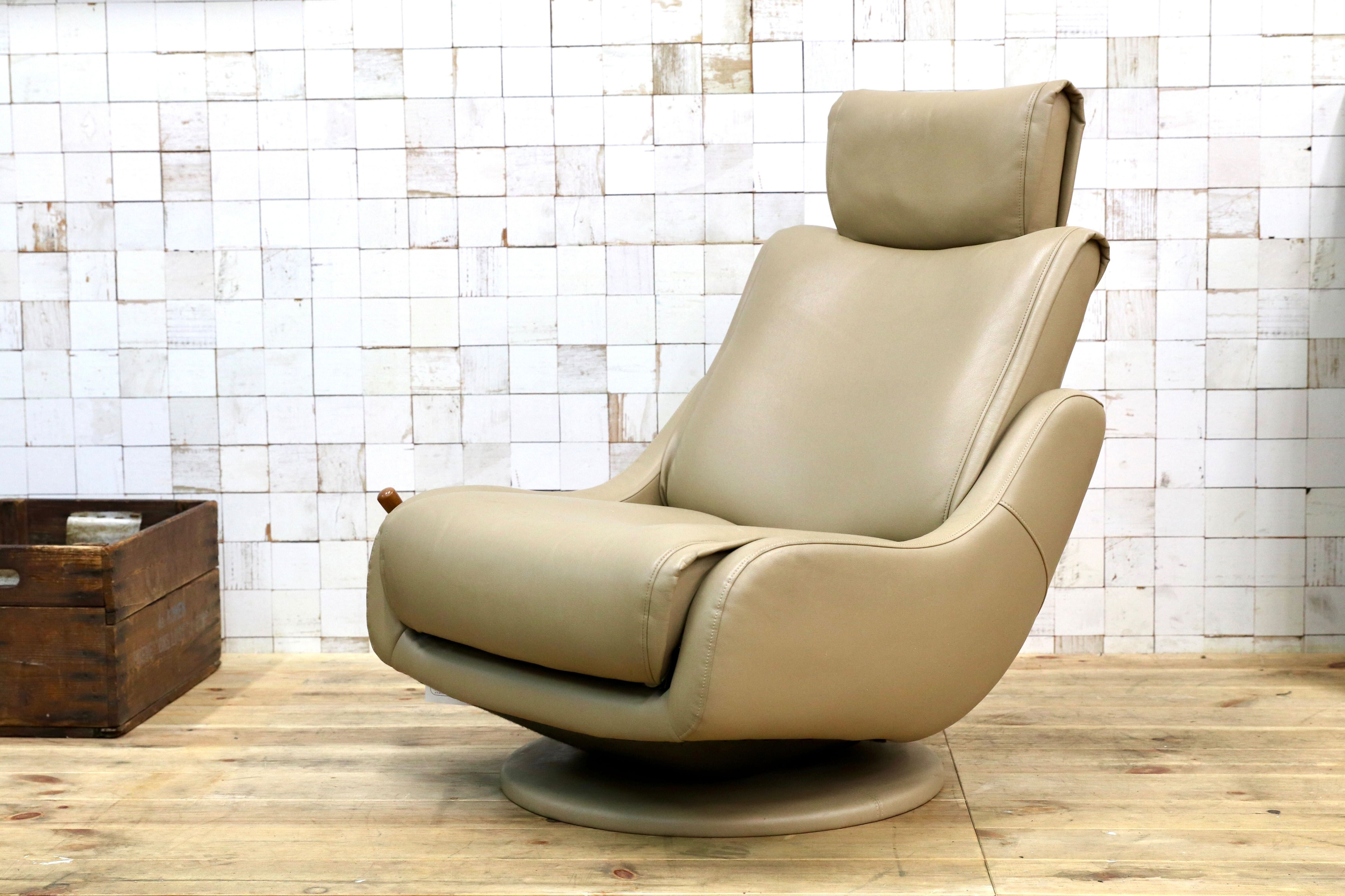 GMEH2N○karimoku / カリモク リクライニングチェア パーソナルチェア 1人掛け シングルソファ 回転椅子 ソフトレザー 合皮