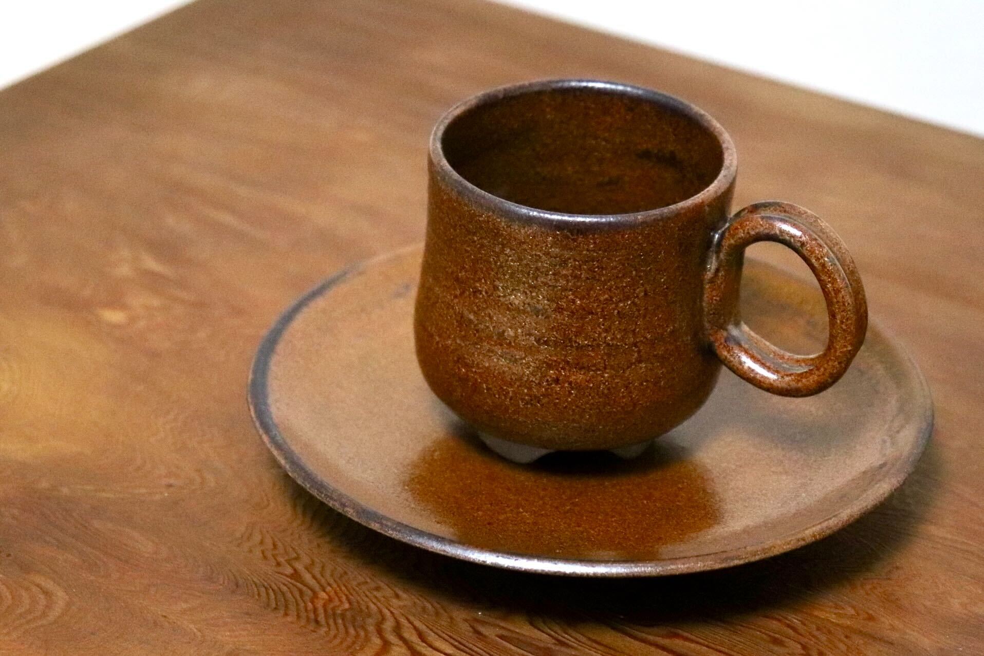 GMIO466C○千代市陶房 清水千代市 丹波焼 コーヒー椀皿 陶器 丹波篠山 伝統工芸 未使用