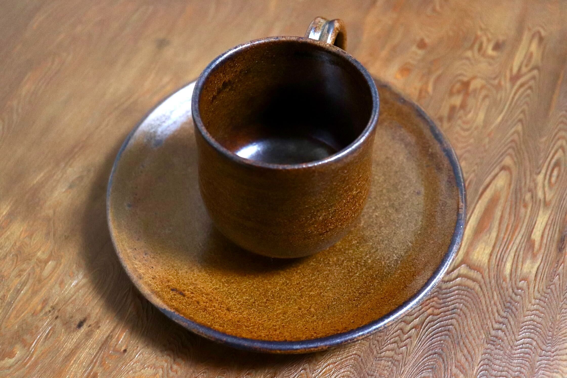 GMIO466C○千代市陶房 清水千代市 丹波焼 コーヒー椀皿 陶器 丹波篠山 伝統工芸 未使用