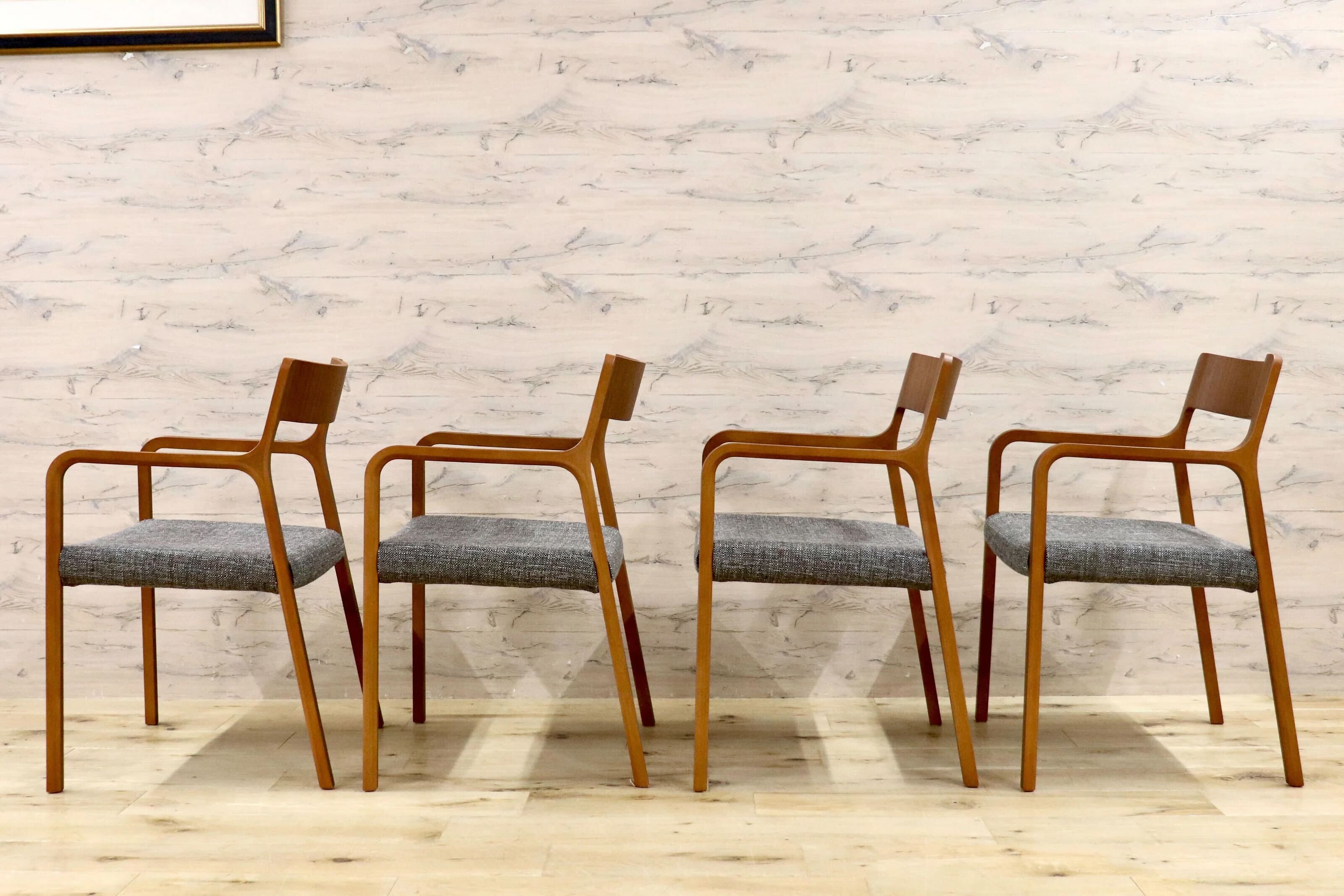 GMHH479A○arflex / アルフレックス RINN リン 藤森泰司 アームチェア ダイニングチェア 2脚セット ファブリック 定価約20万 短期展示品