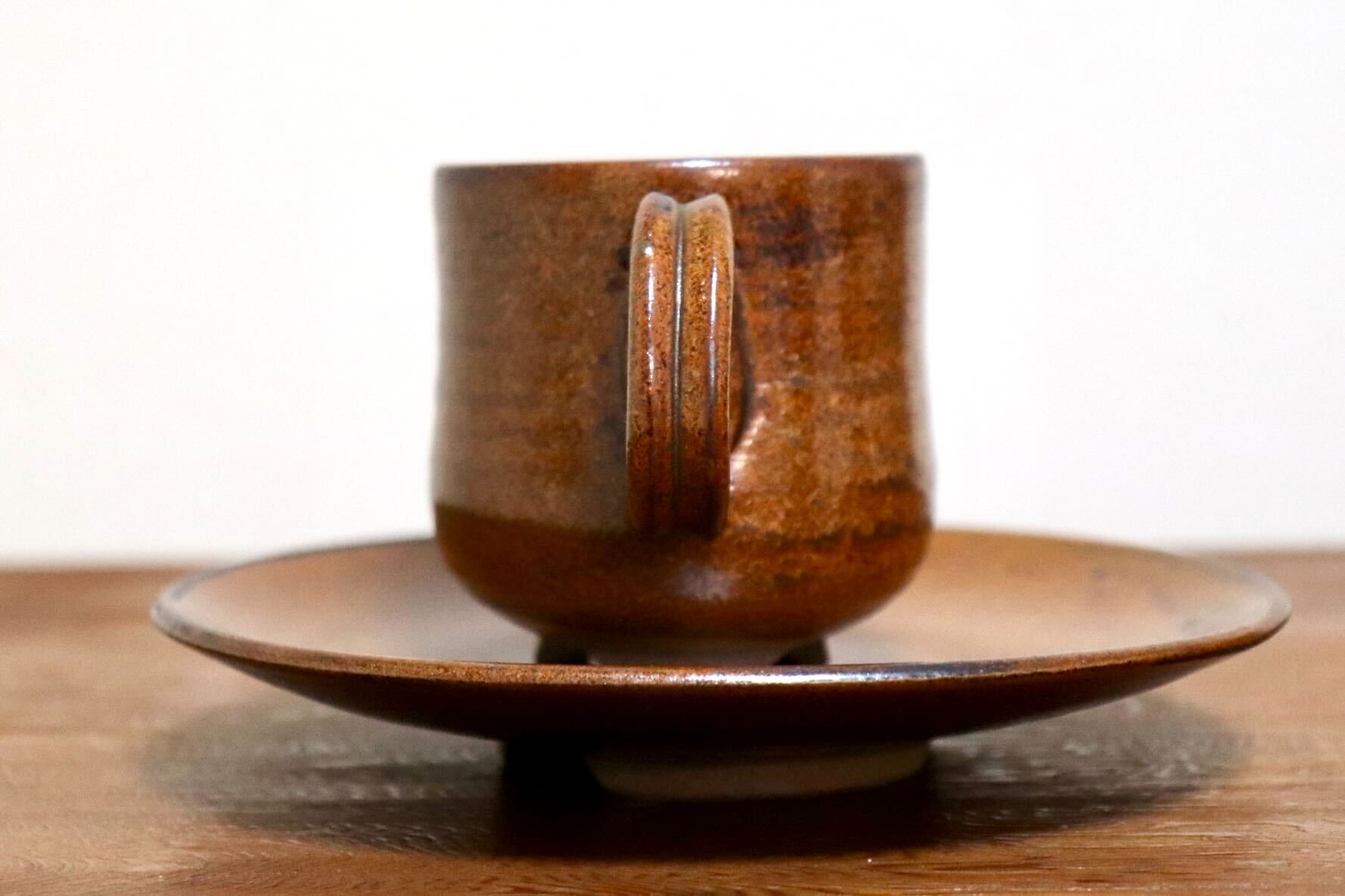 GMIO466C○千代市陶房 清水千代市 丹波焼 コーヒー椀皿 陶器 丹波篠山 伝統工芸 未使用