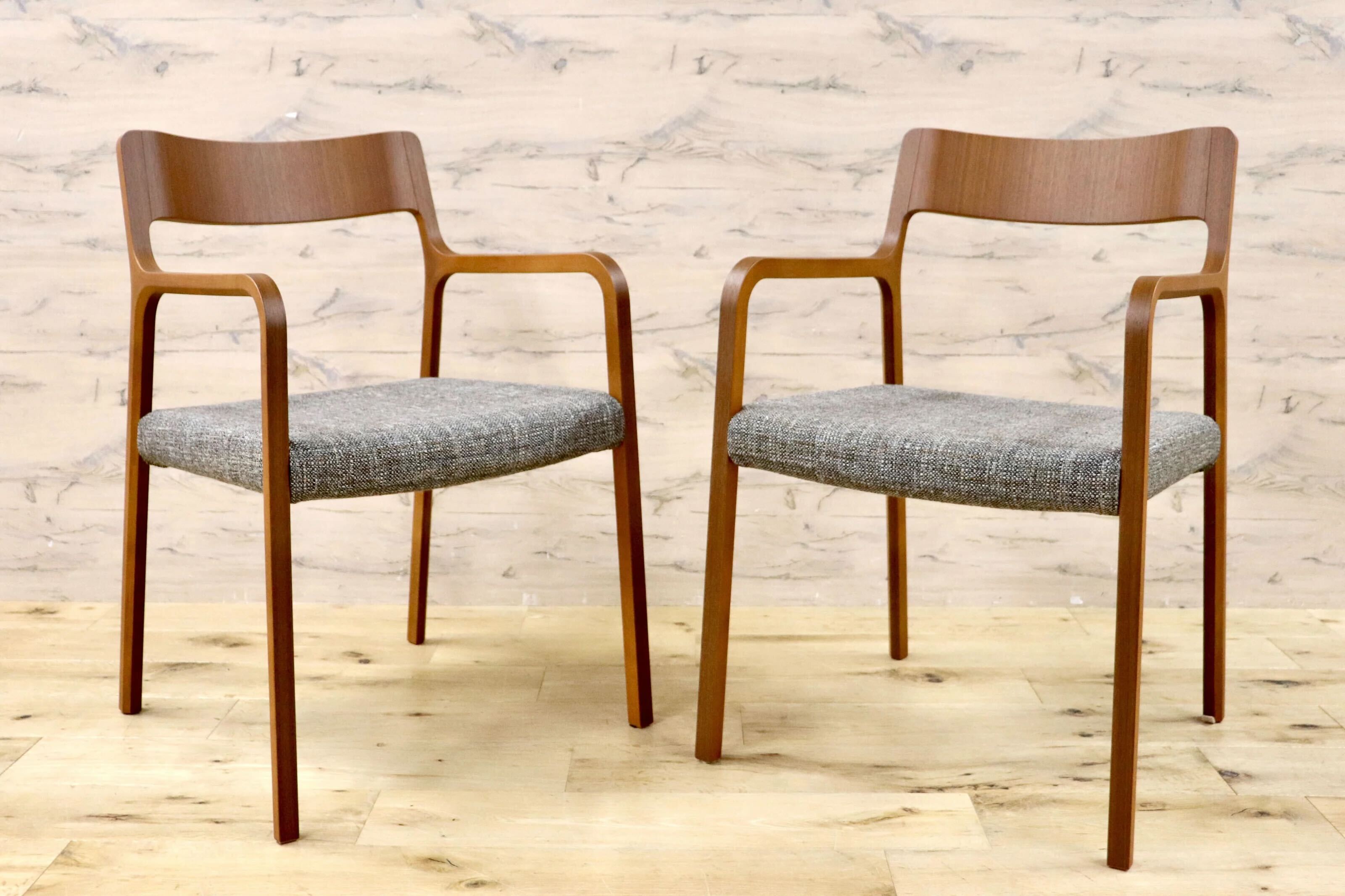 GMHH479A○arflex / アルフレックス RINN リン 藤森泰司 アームチェア ダイニングチェア 2脚セット ファブリック 定価約20万 短期展示品