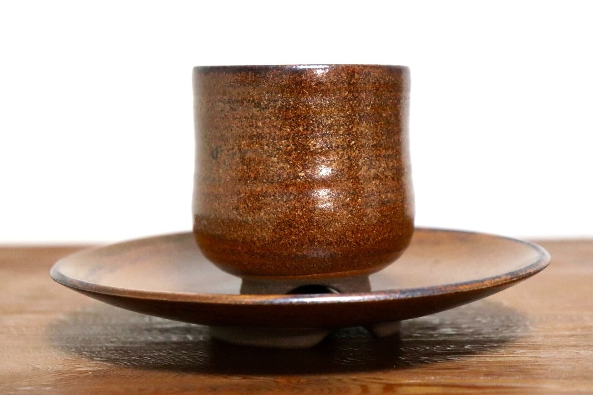 GMIO466C○千代市陶房 清水千代市 丹波焼 コーヒー椀皿 陶器 丹波篠山 伝統工芸 未使用