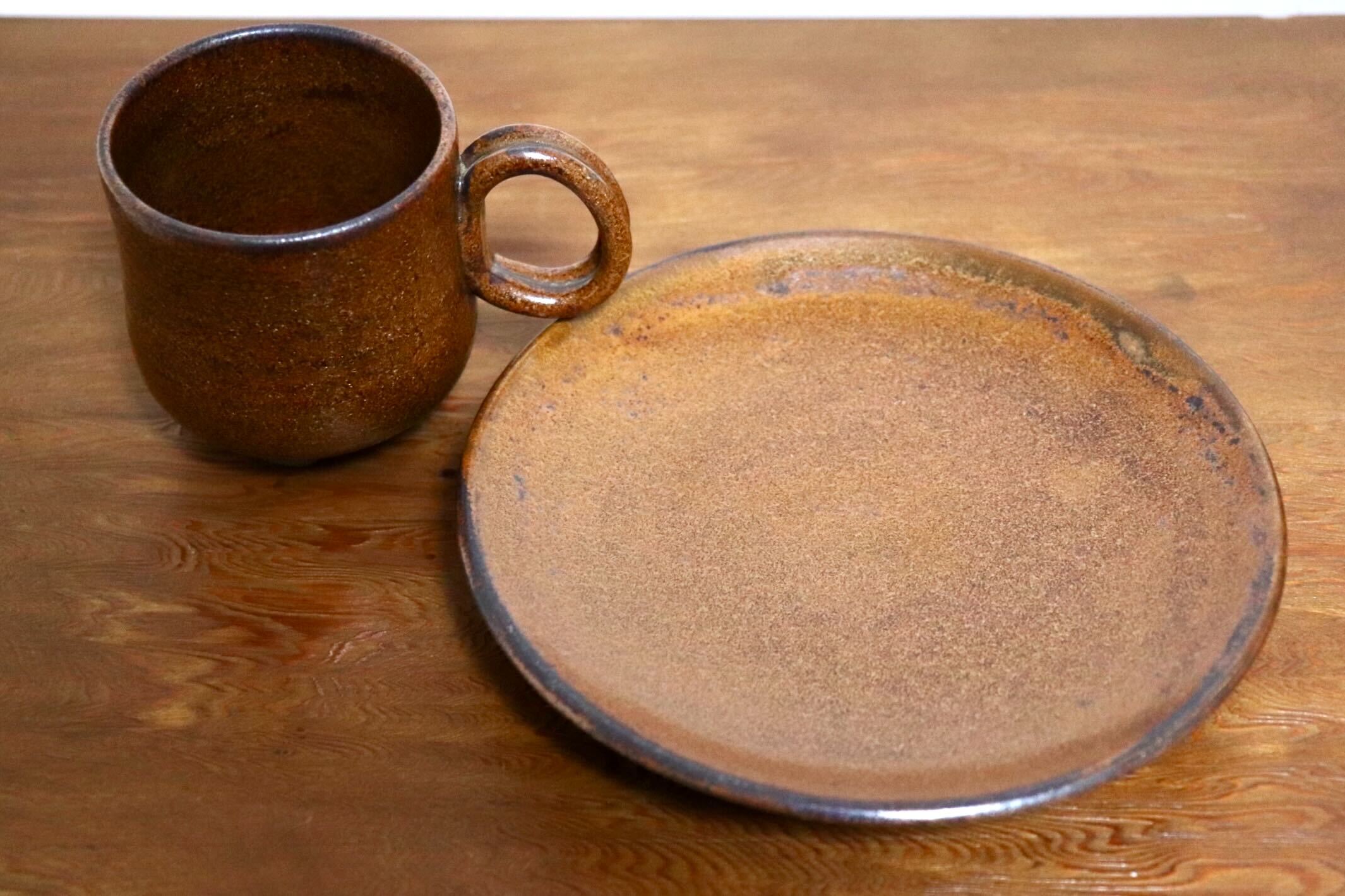 GMIO466C○千代市陶房 清水千代市 丹波焼 コーヒー椀皿 陶器 丹波篠山 伝統工芸 未使用