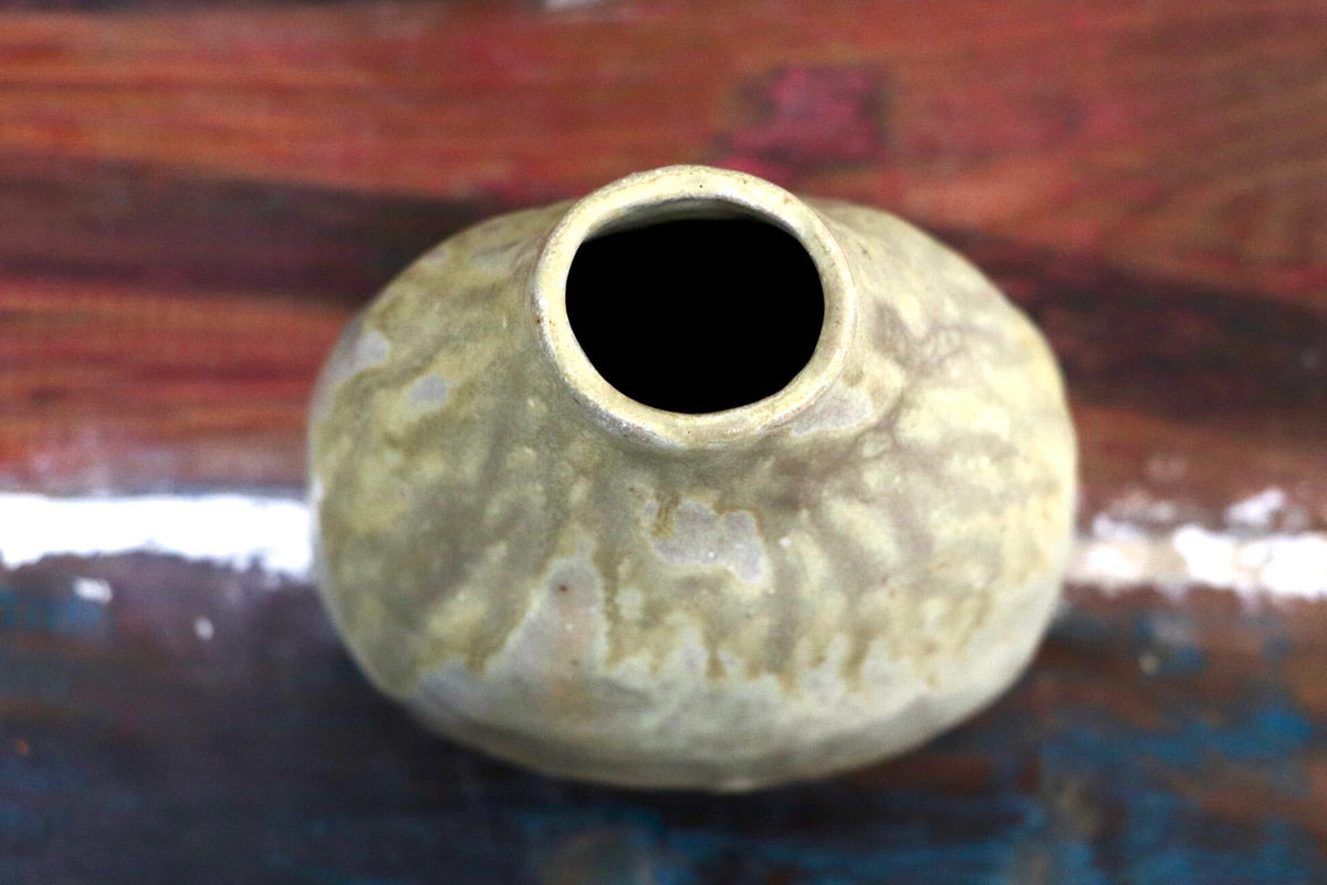 GMJO136X〇陶器 花器 花瓶 花入れ 一輪挿し 黄褐色 釉薬 和陶器 和モダン