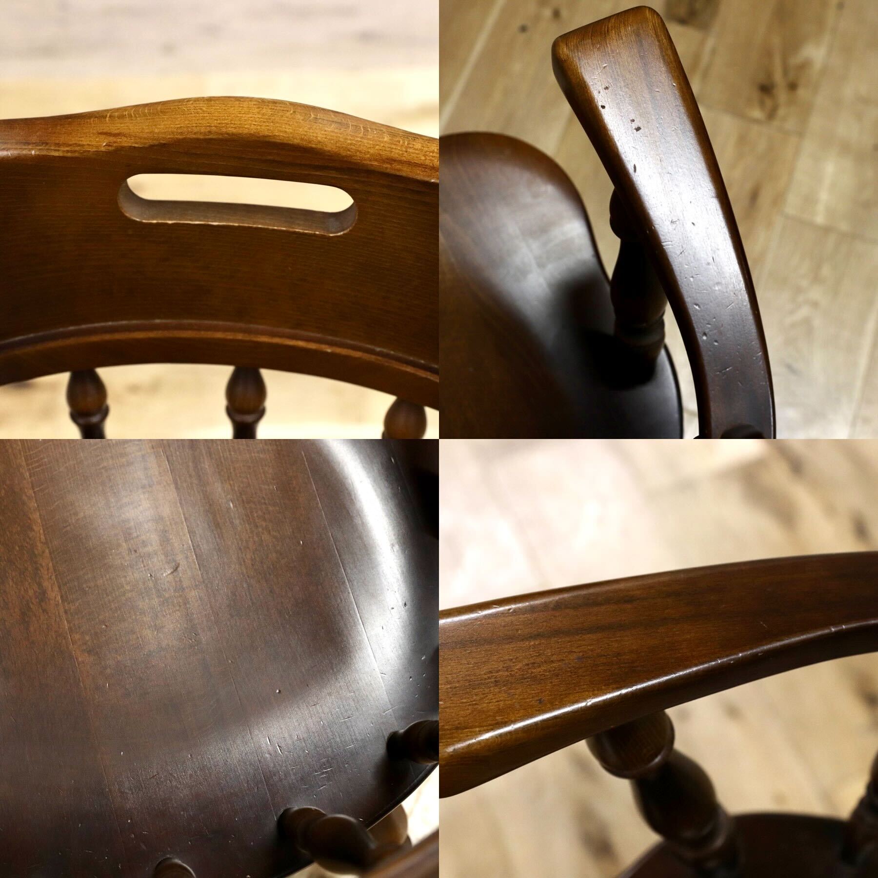 GMGF102C○飛騨産業 / HIDA キツツキ 穂高 ダイニングチェア キャプテンチェア ウィンザーチェア アームチェア 椅子 定価約8万