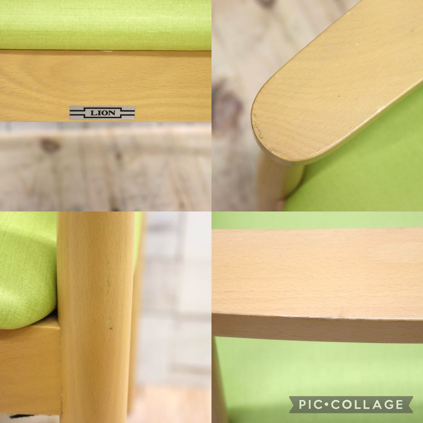 GMFT413G○LION / ライオン事務器 アームチェア オフィスチェア 椅子 2脚セット 合皮 イエローグリーン ナチュラル