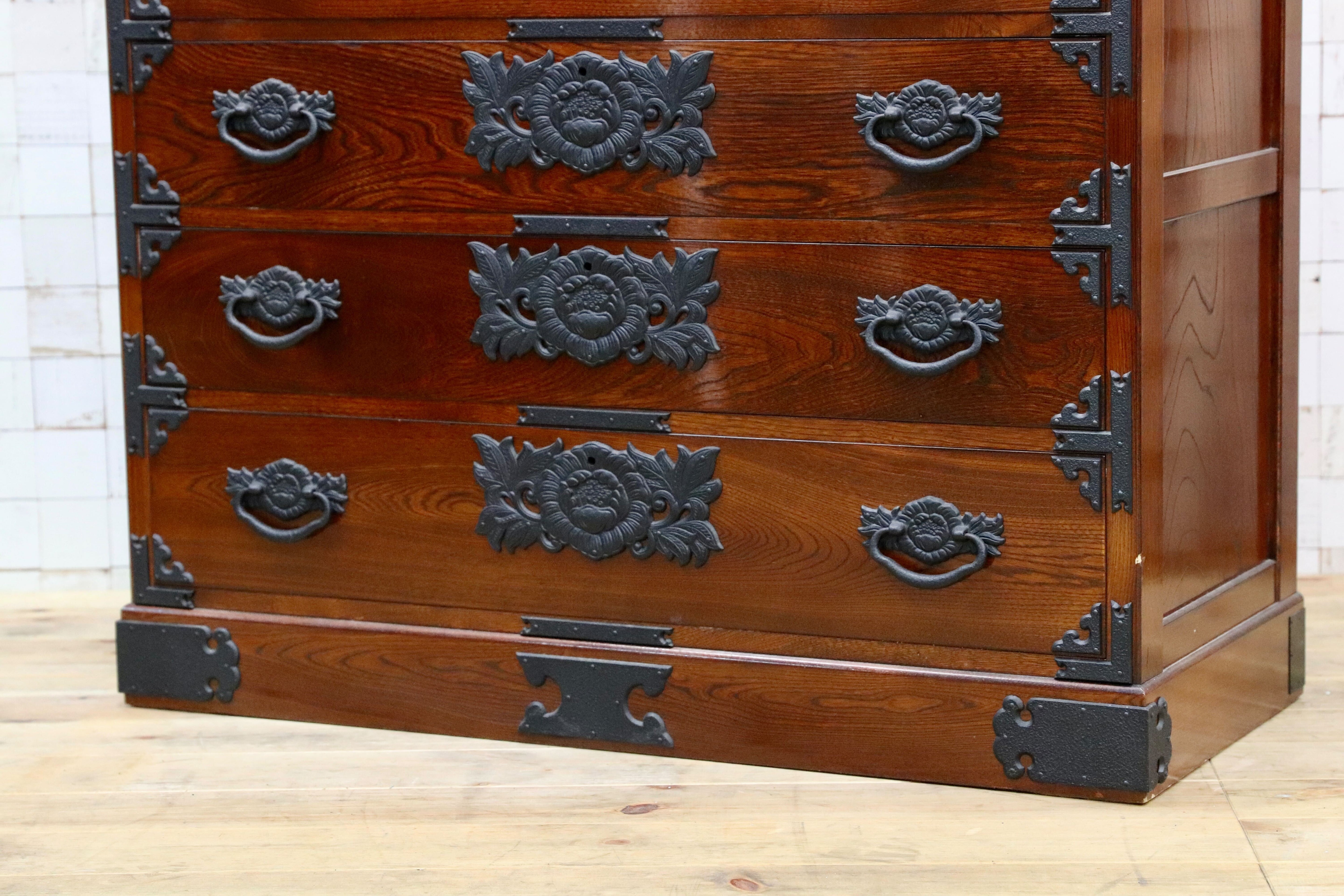 GMIH282A○整理箪笥 時代箪笥 欅材 民藝 アンティーク 引出し収納家具 和家具 レトロ 和室 座敷 検)岩谷堂箪笥