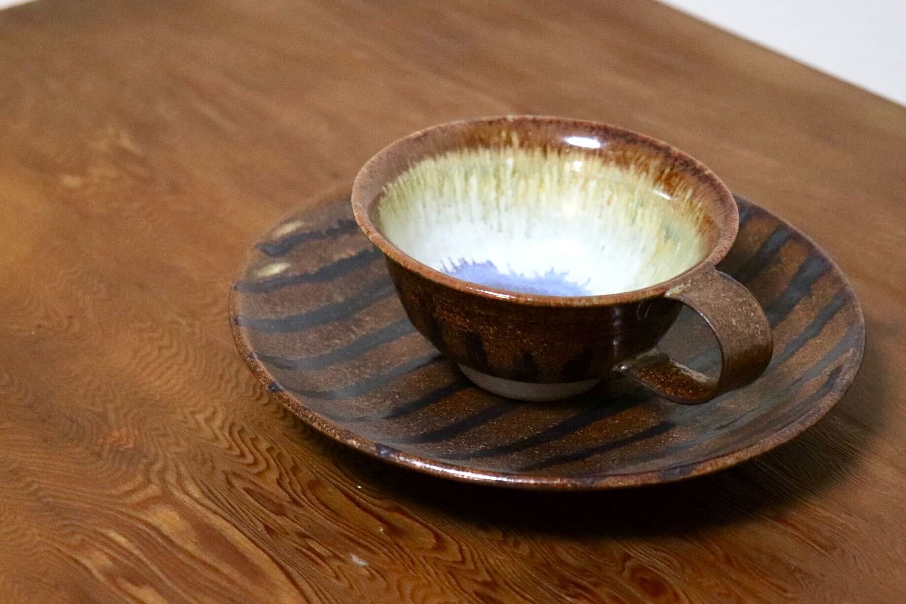 GMIO442○千代市陶房 清水千代市 丹波焼 紅茶碗皿 カップ&ソーサー ティーカップ 伝統工芸 未使用