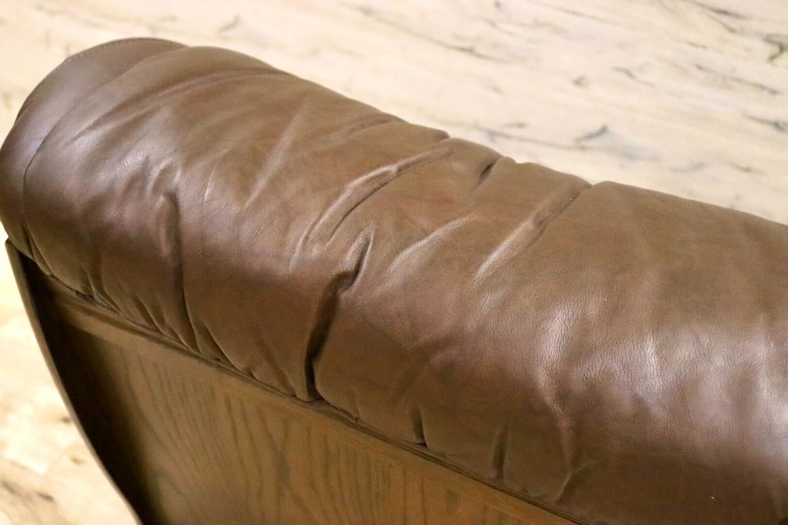 GMHS144B○オランダ製 ダッチカントリー 1人掛けソファ シングルソファ オーク材 本革 応接 リビング ブラウン ヴィンテージ 約35万