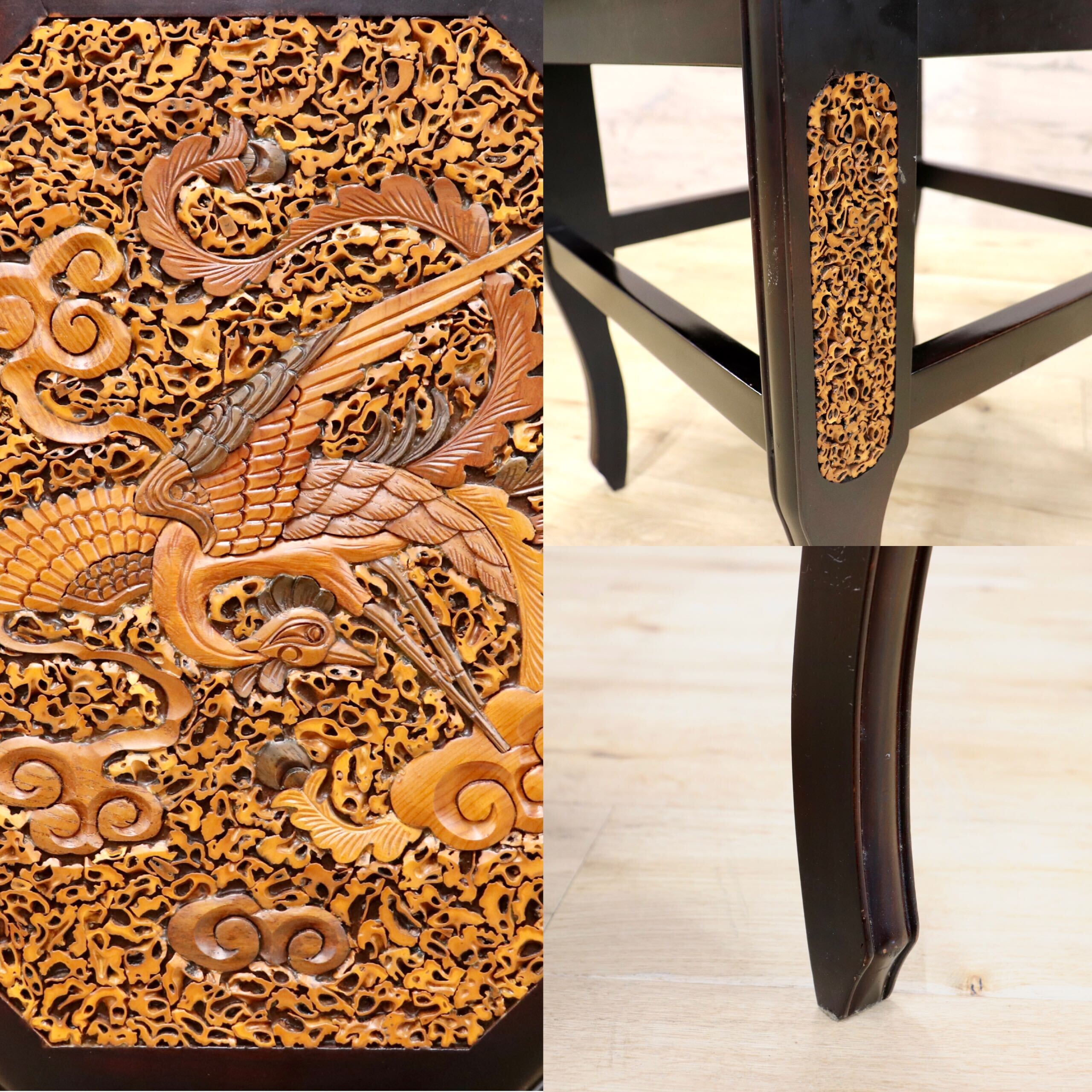 GMIK830E○最高級 中国美術 ダイニングチェア 椅子 チェア 唐木 和モダン アンティーク 綿密細工 稀少