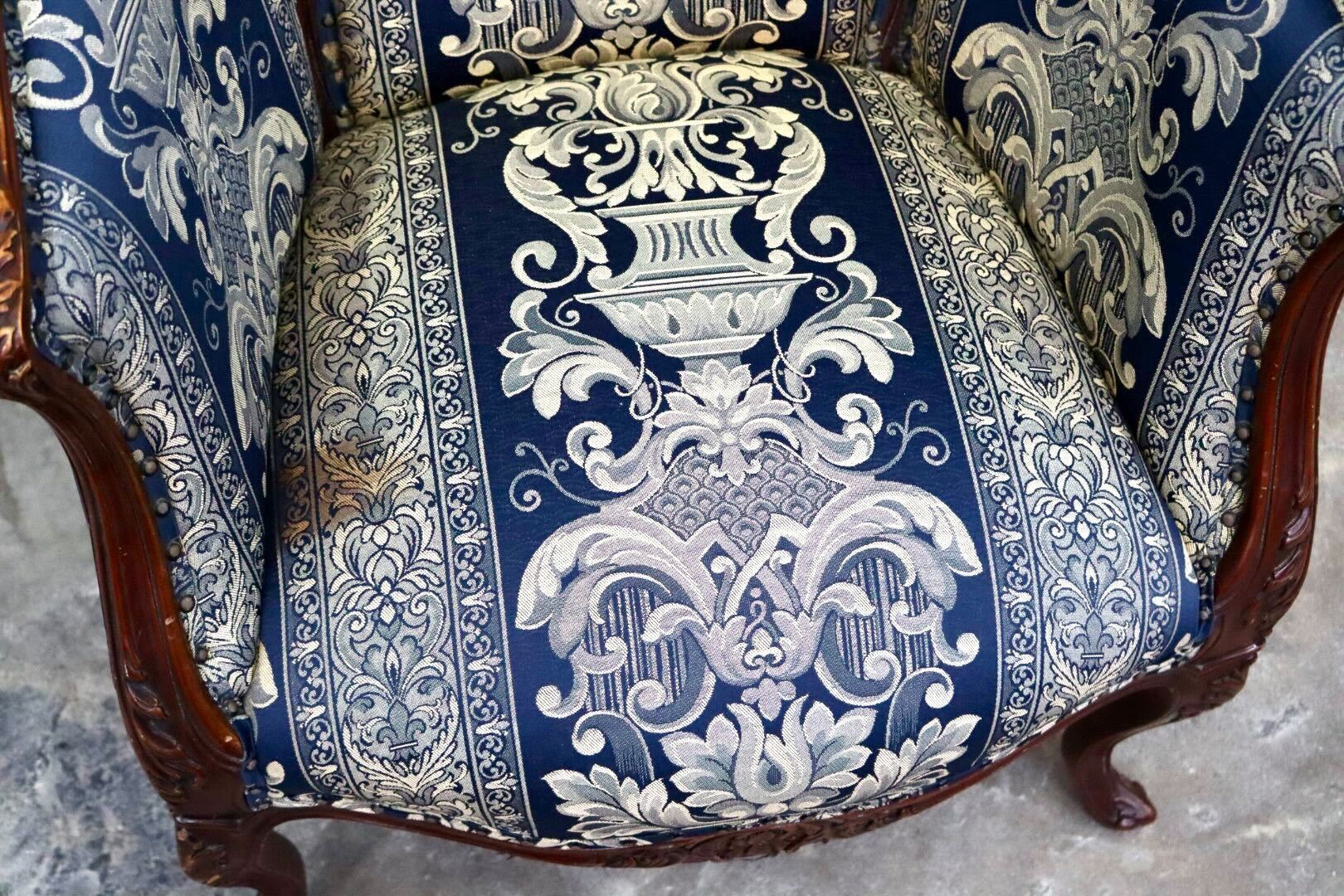 GMIH394D○シングルソファ 1人掛けソファ アームチェア 木製 ファブリック 猫脚 応接 クラシック ヴィンテージ ロココ