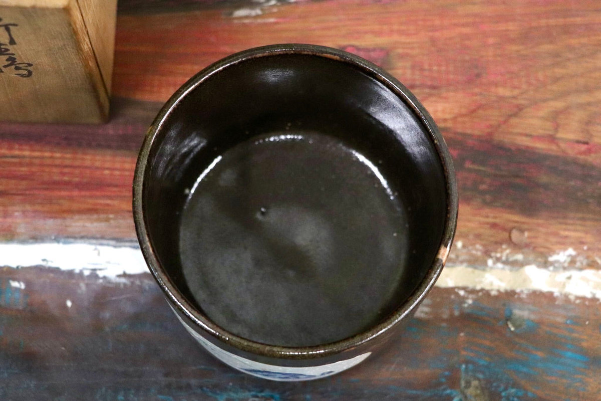 GMJS336A〇膳所焼 淡海ぜぜ 陽炎園造 茶碗 抹茶碗 茶道具 共箱