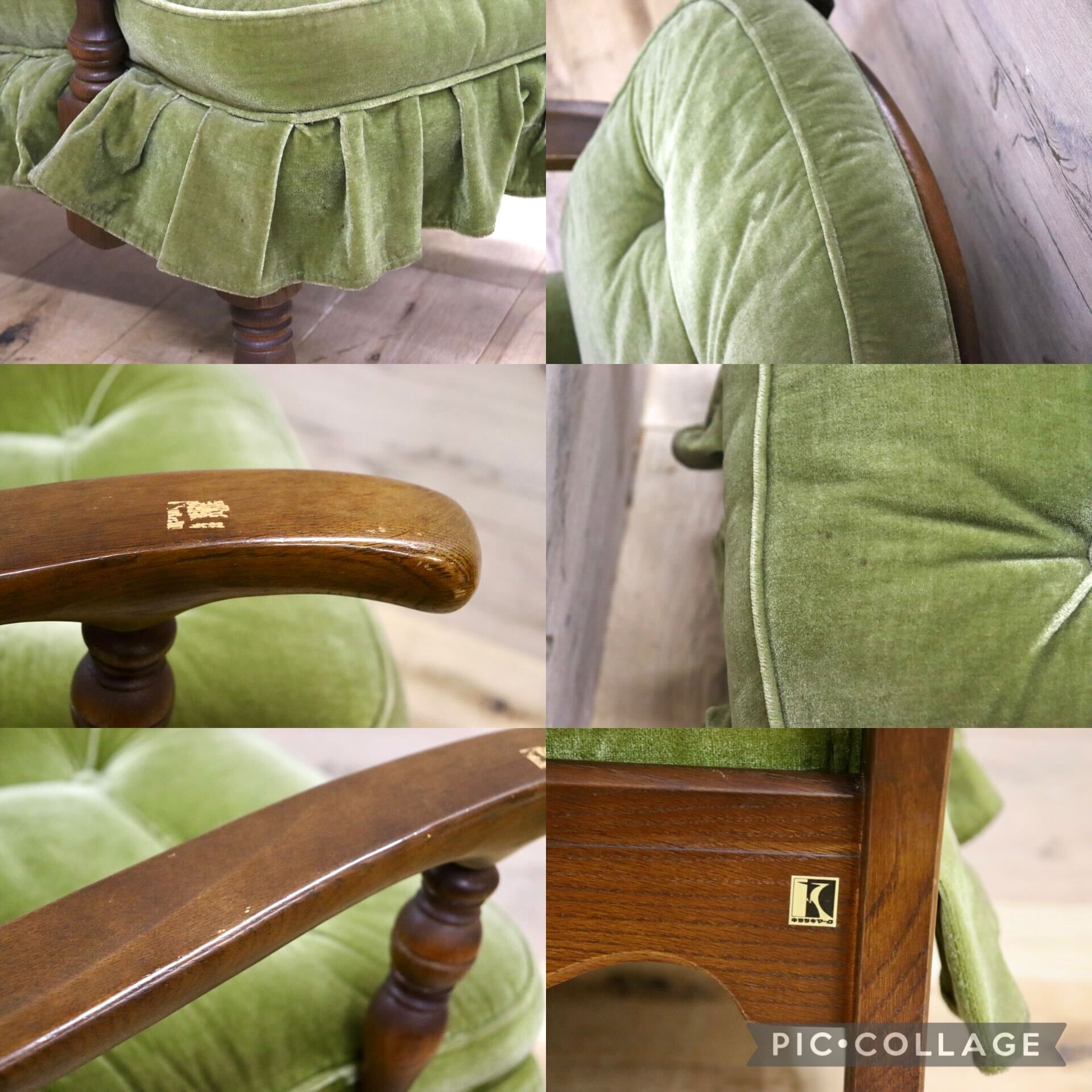 GMHH271B○飛騨産業 / HIDA キツツキ 穂高 1人掛けソファ アームチェア シングルソファ ファブリック グリーン カントリー ヴィンテージ