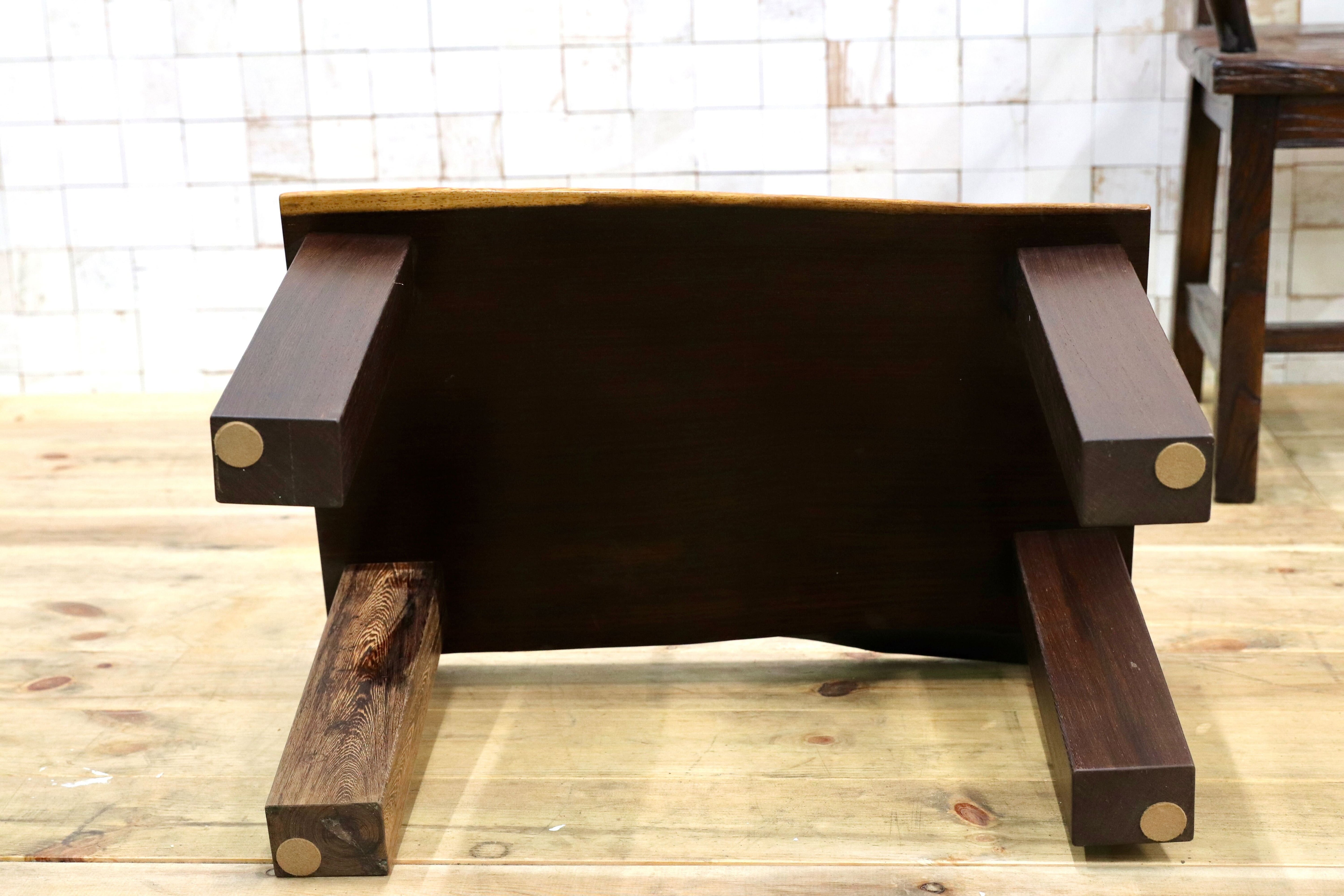 GMIH281B○ウェンジ 無垢材 激重 サイドテーブル コーヒーテーブル 飾り台 アジアン 和モダン レトロ アンティーク