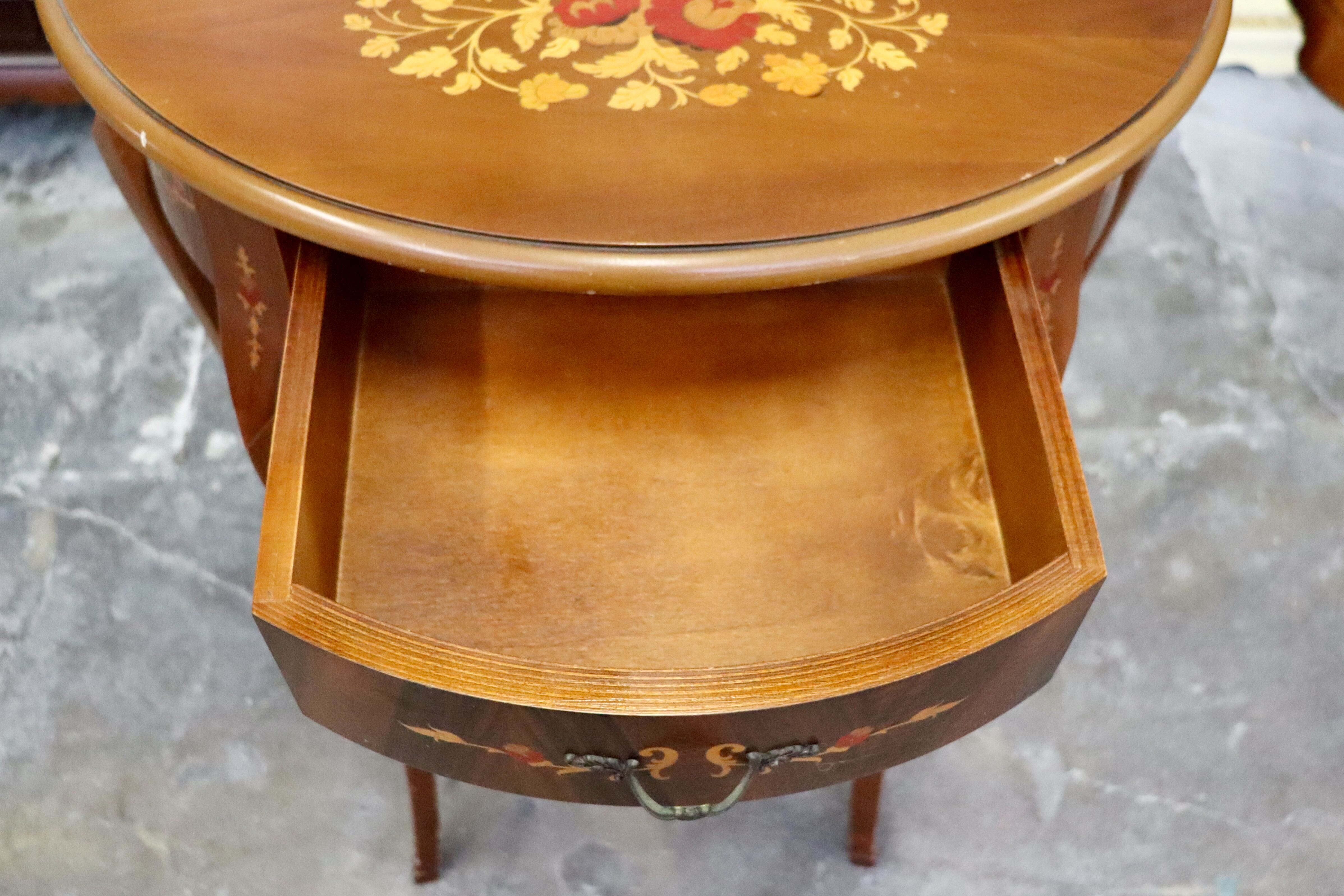 GMIH362○サイドテーブル コンソールテーブル 半円形テーブル 象嵌細工 花台 飾り台 猫脚 アンティーク クラシック