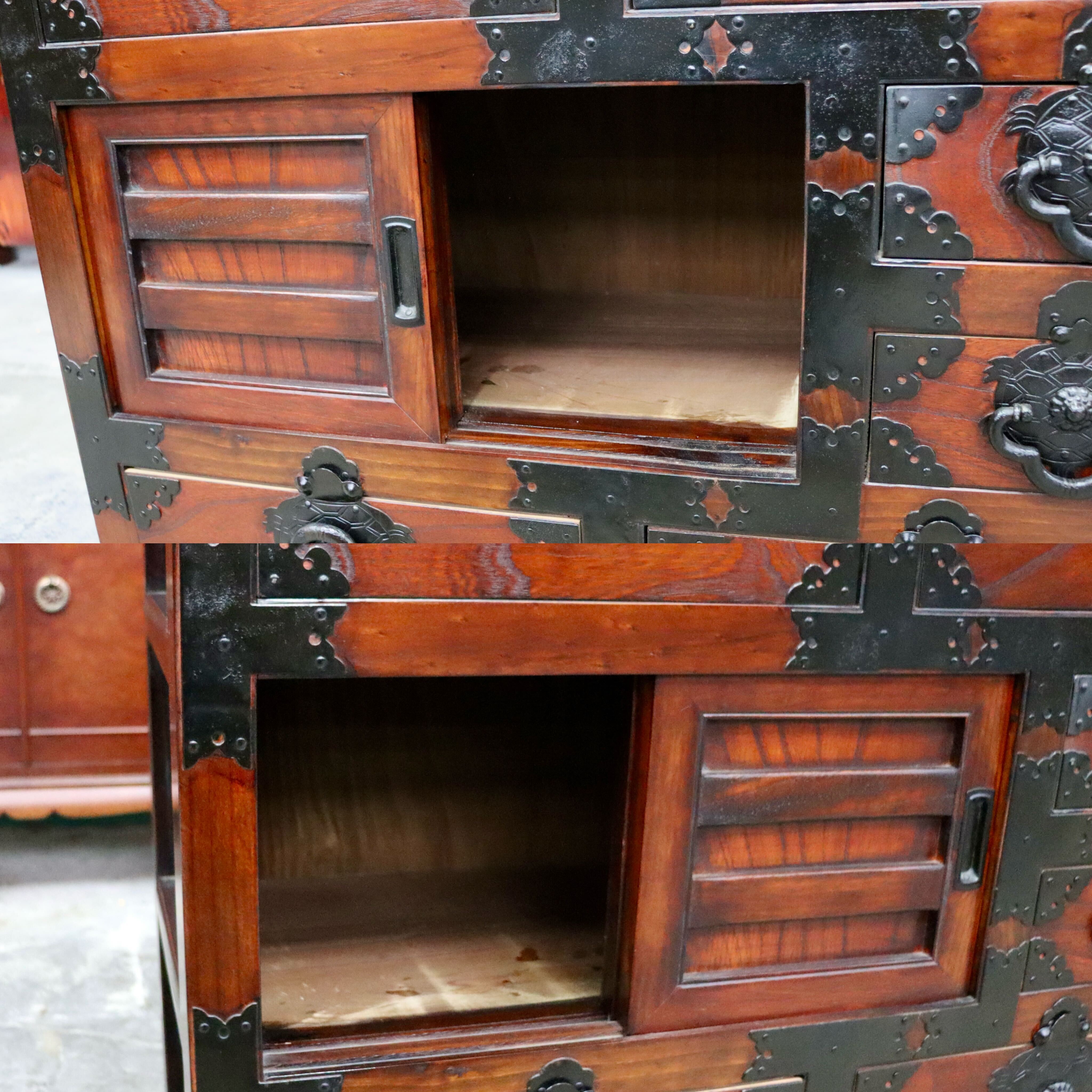 GMIS403○車箪笥 チェスト 整理箪笥 和モダン 古民家 レトロ 和家具 収納 引き出し 戸棚 アンティーク ヴィンテージ